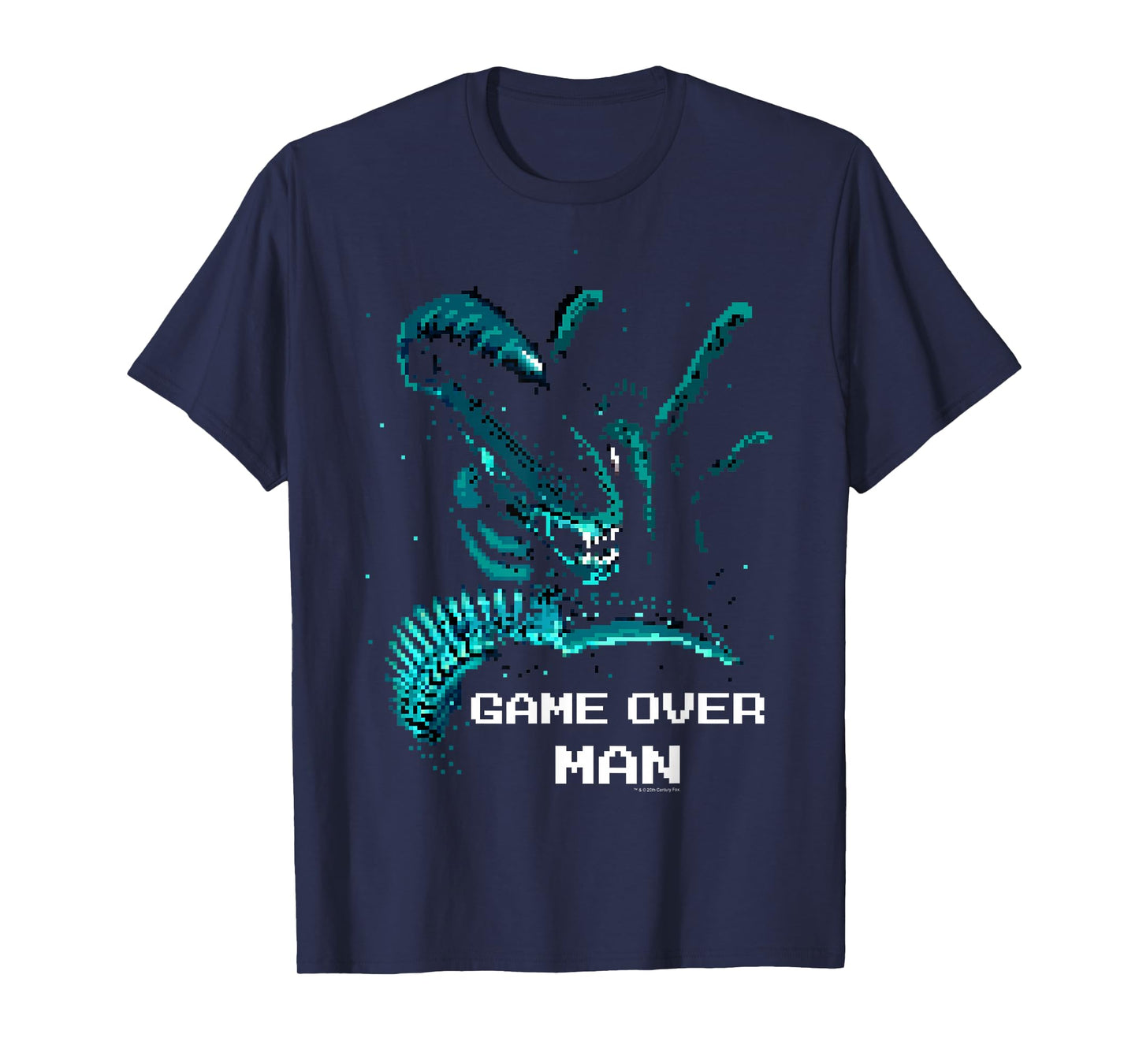 Aliens Iconic Xenomorph Game Over Man Pixelated Style Logo T-Shirt