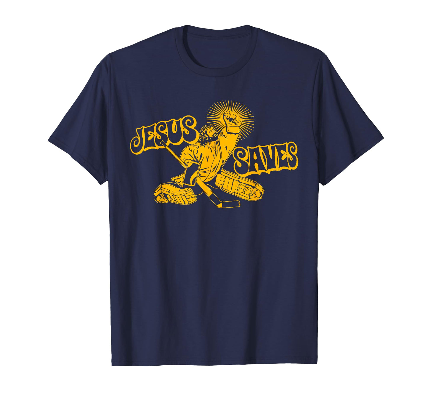 Funny Jesus Saves Hockey Religious Christian Goaltender Tee T-Shirt