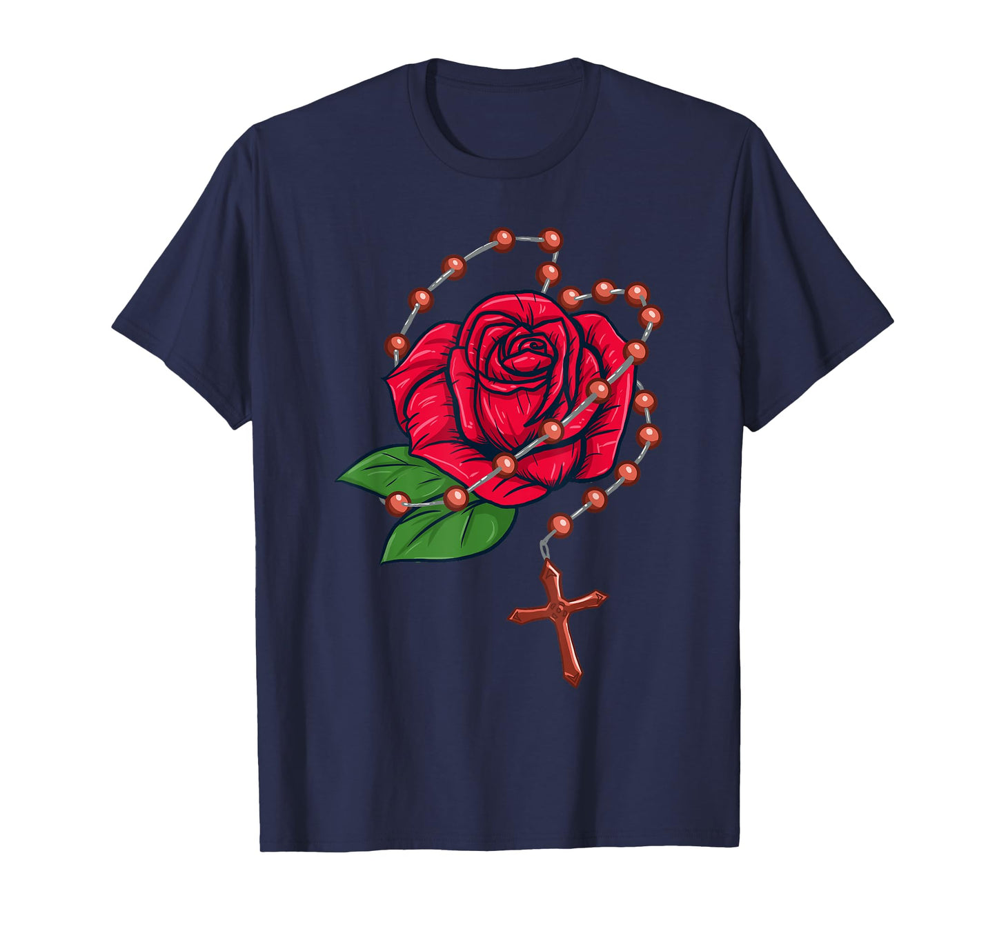 Rosary Beads & Rose - Catholic Pray The Rosary T-Shirt