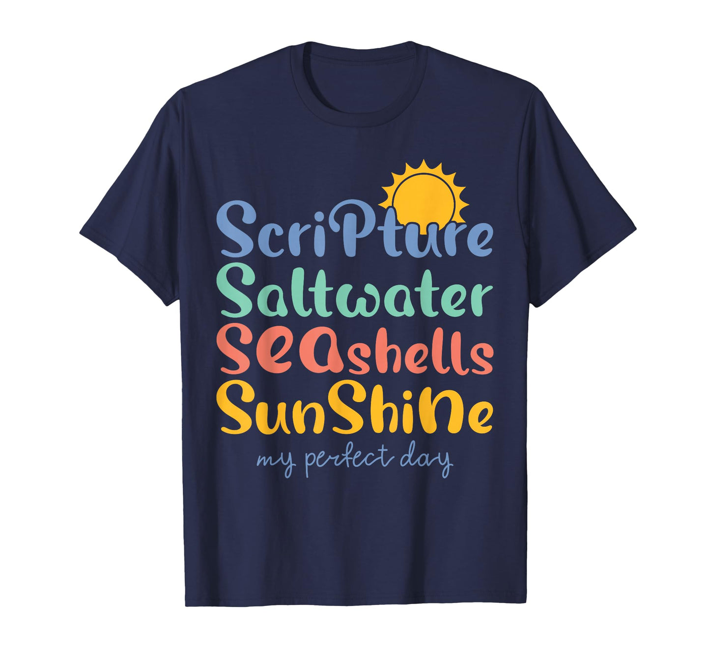 Scripture Saltwater Seashells Sunshine Beach Lovers Summer T-Shirt