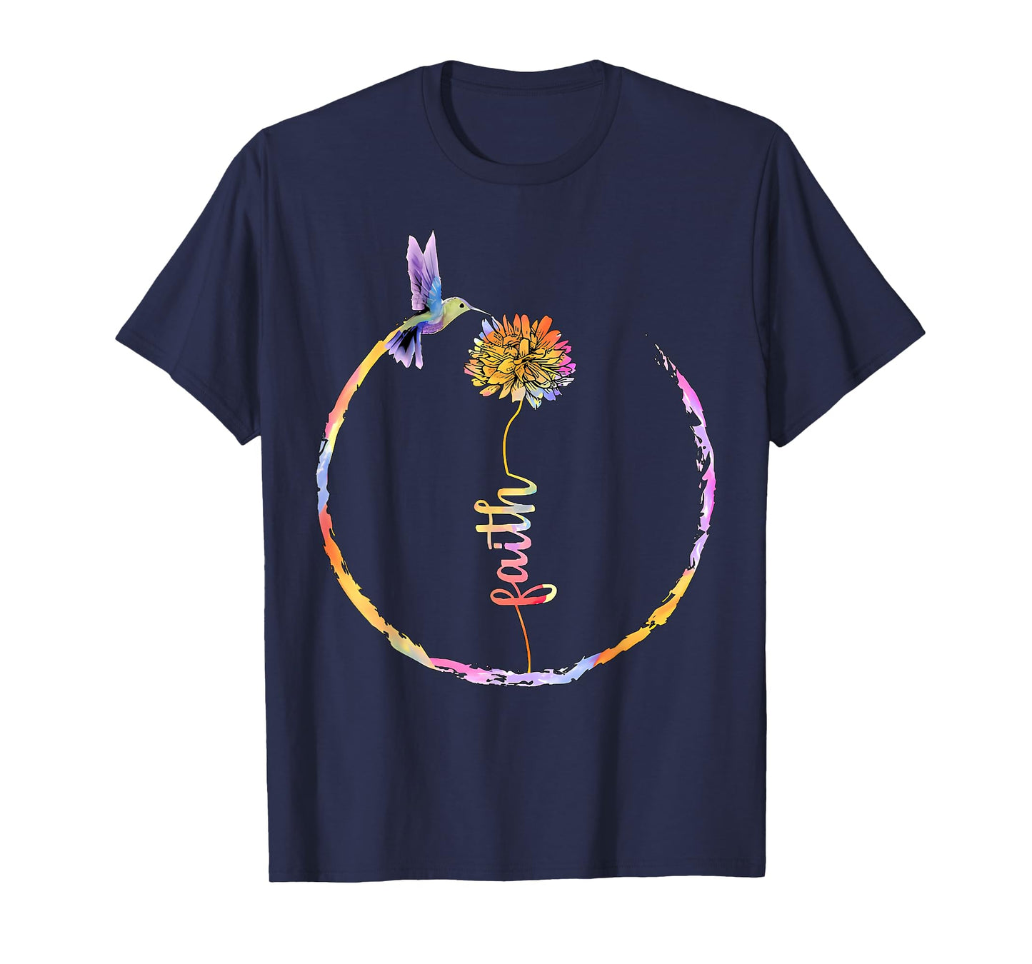 Watercolor Faith Bird Flower Hummingbird Christian Religious T-Shirt
