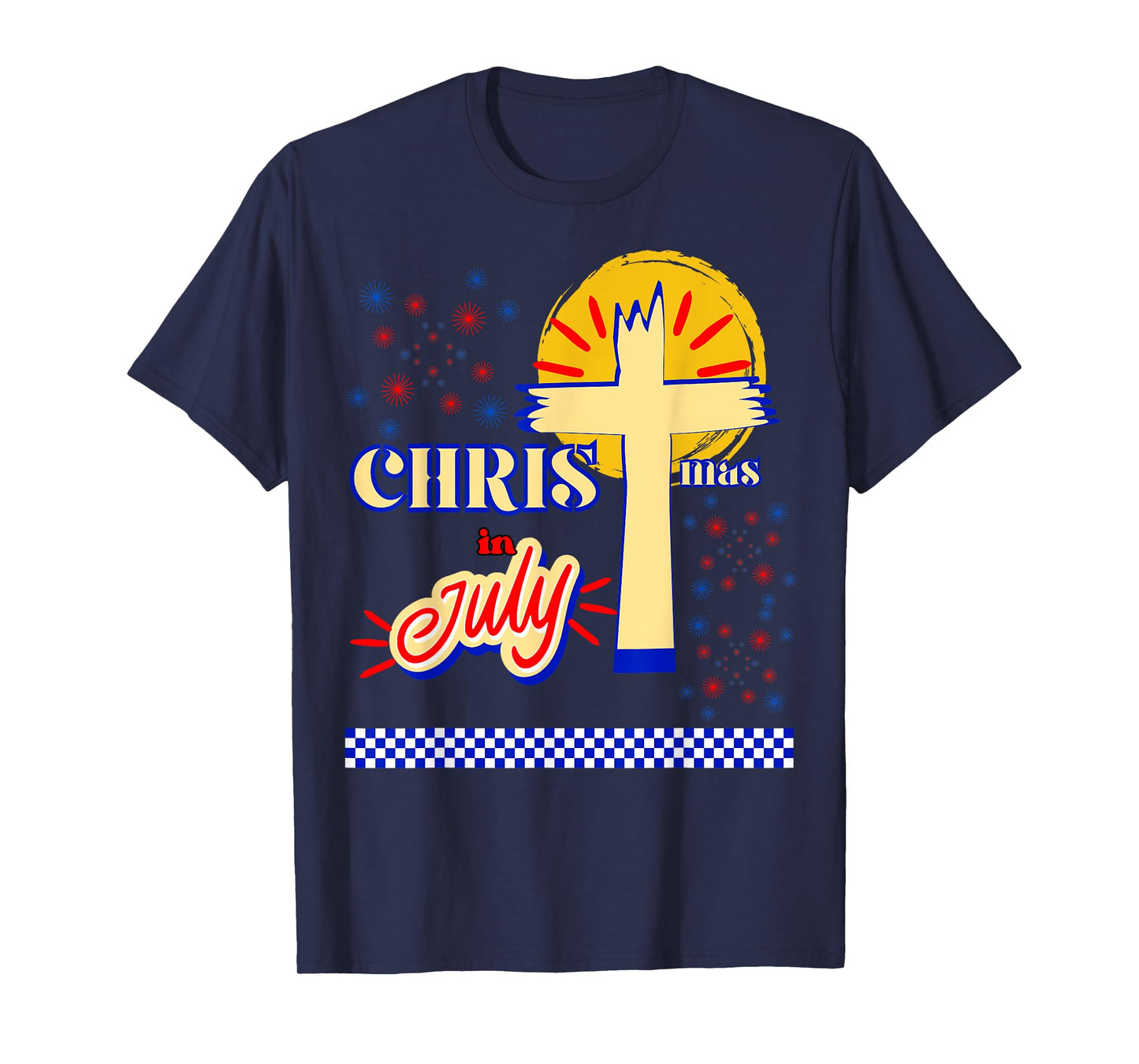 Retro Christmas In July Christian Jesus God Summer Beach BBQ Men Women Kids T-Shirt
