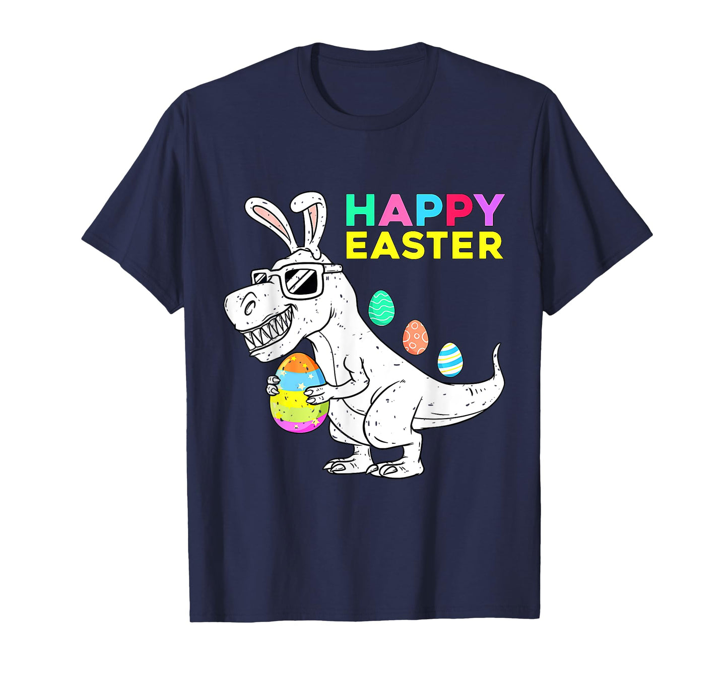 Happy Easter T Rex Dino With Bunny Ears Funny Egg Boys Girls T-Shirt