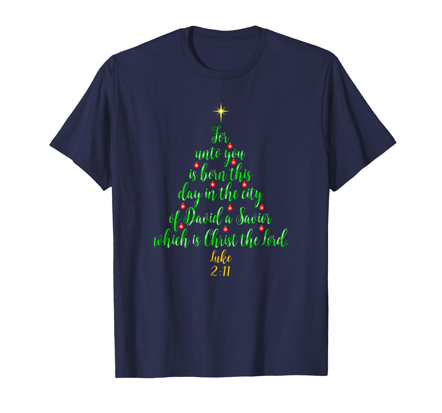Christian Christmas Shirts Unto You Is Born A Savior Tree T-Shirt