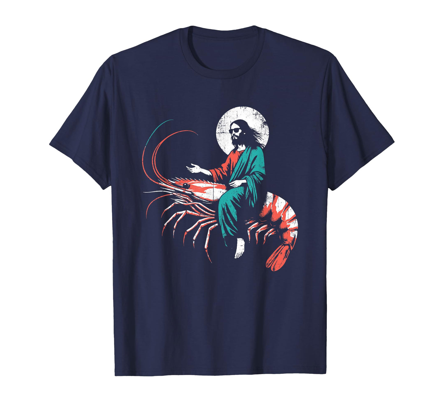 Jesus Riding A Shrimp - Funny Christian Prawn Lover T-Shirt