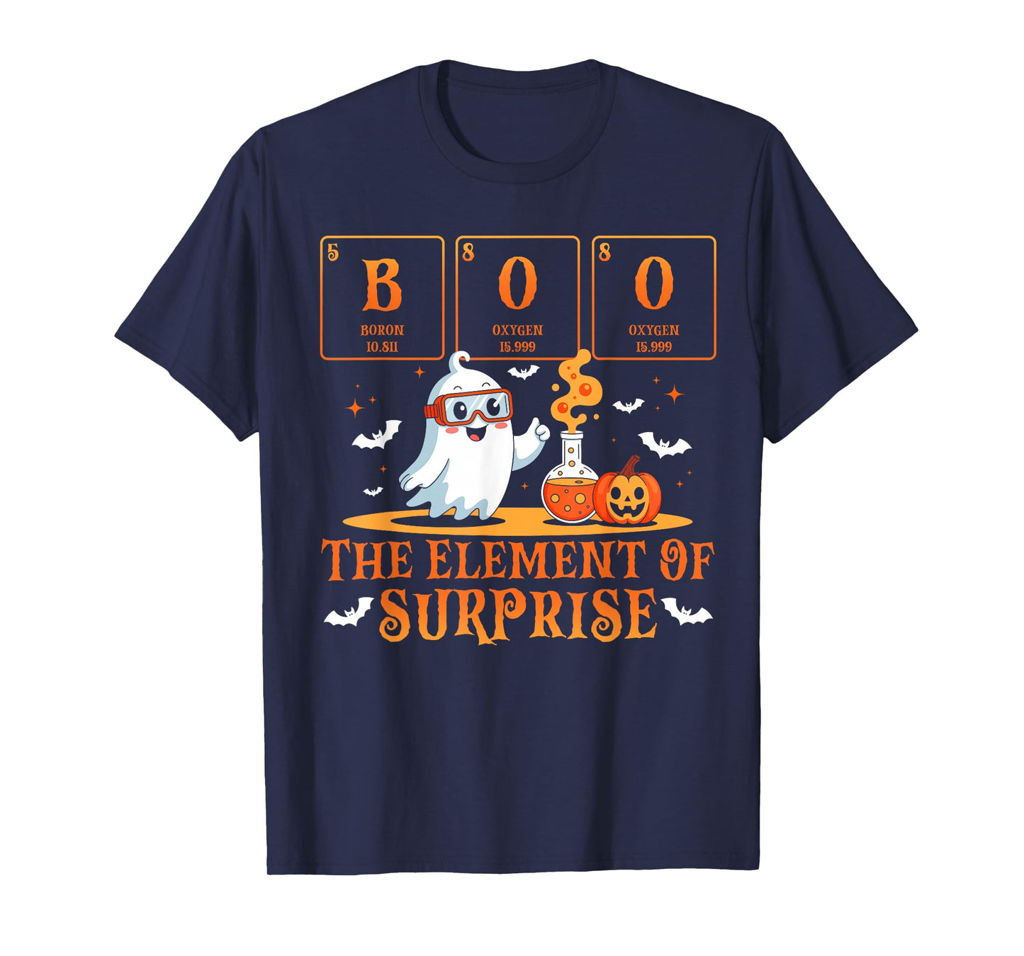 Halloween Chemistry Boo The Element of Surprise Cute Ghost T-Shirt