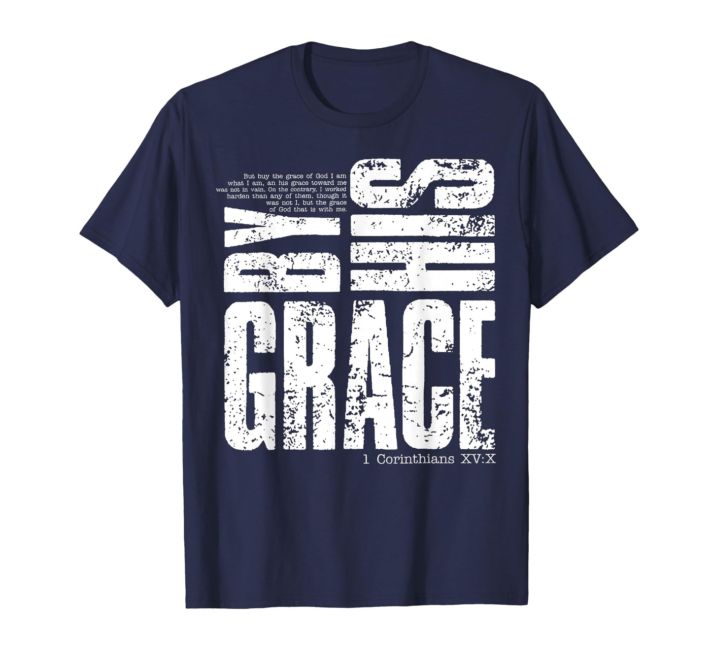 Saved By His Amazing Grace Hand Drawn Cross Christian T-Shirt