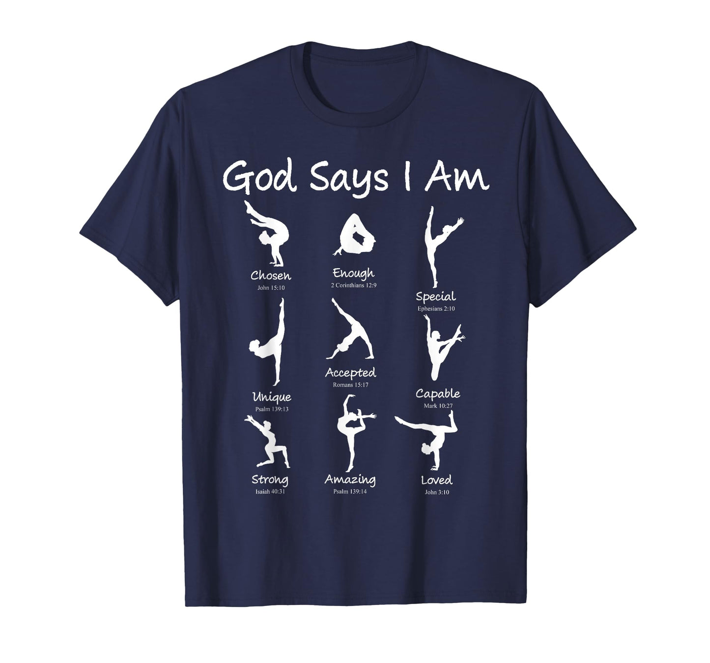 Gymnastics God Says I Am Christian Girl Teen Jesus Cartwheel T-Shirt
