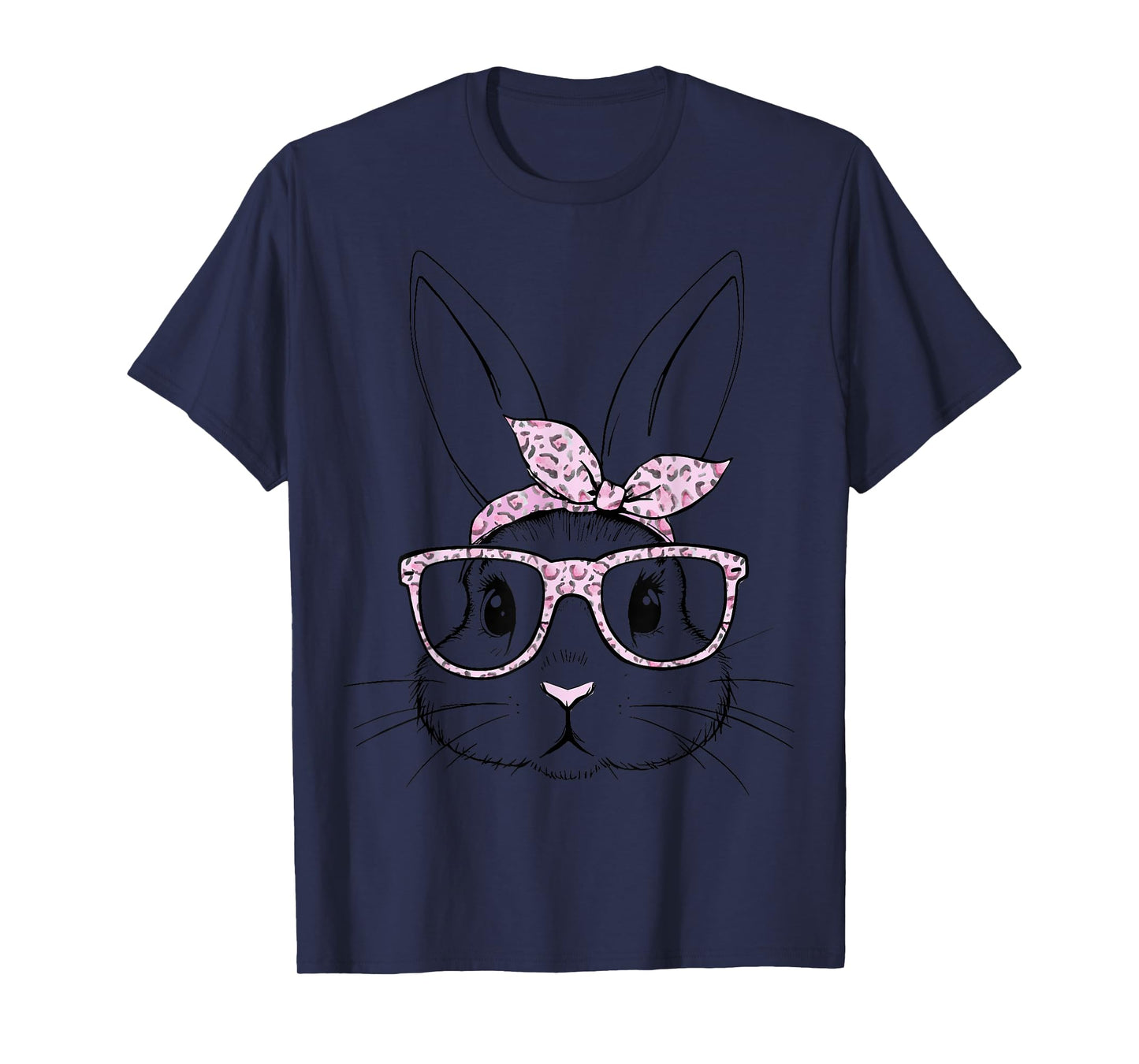 Cute bunny rabbit leopard glasses bandana easter girls women T-Shirt