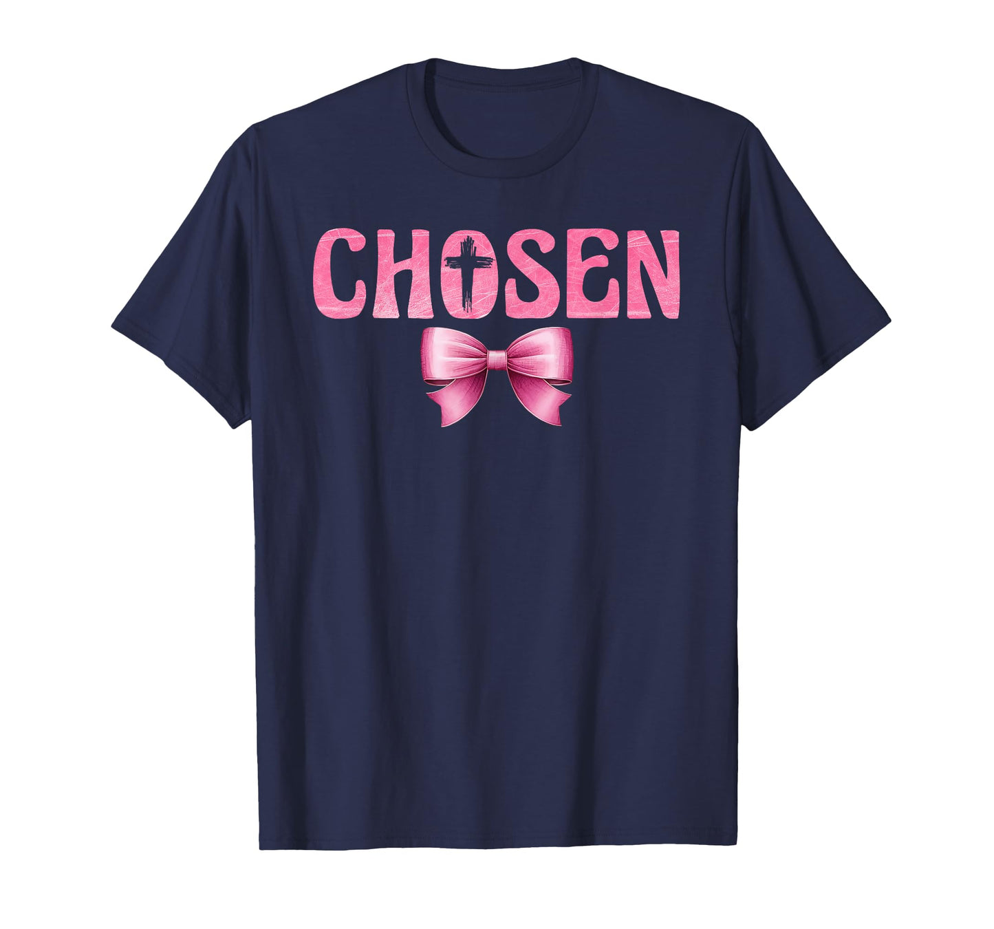 Coquette Chosen Pink Bow Cross Christian Faith Believers T-Shirt