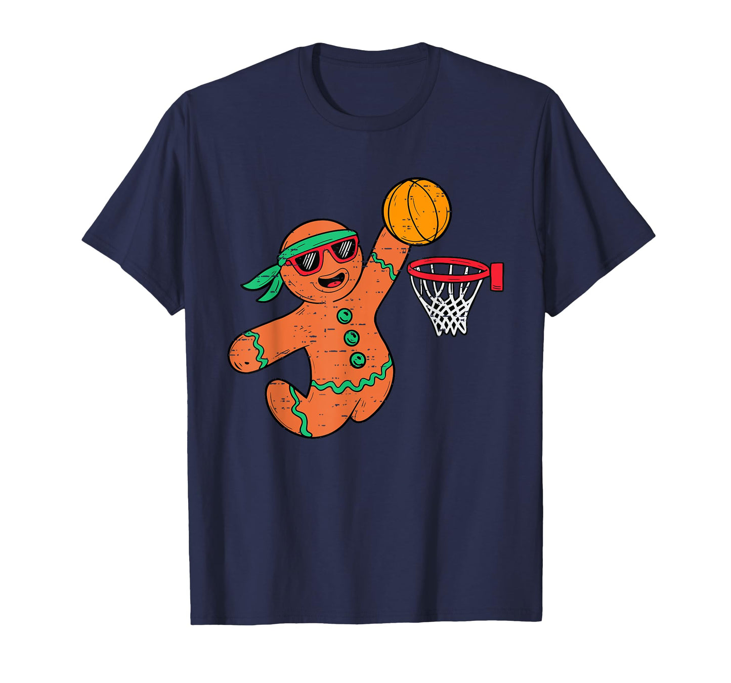 Funny Gingerbread Basketball Christmas Xmas Mens Boys Kids T-Shirt
