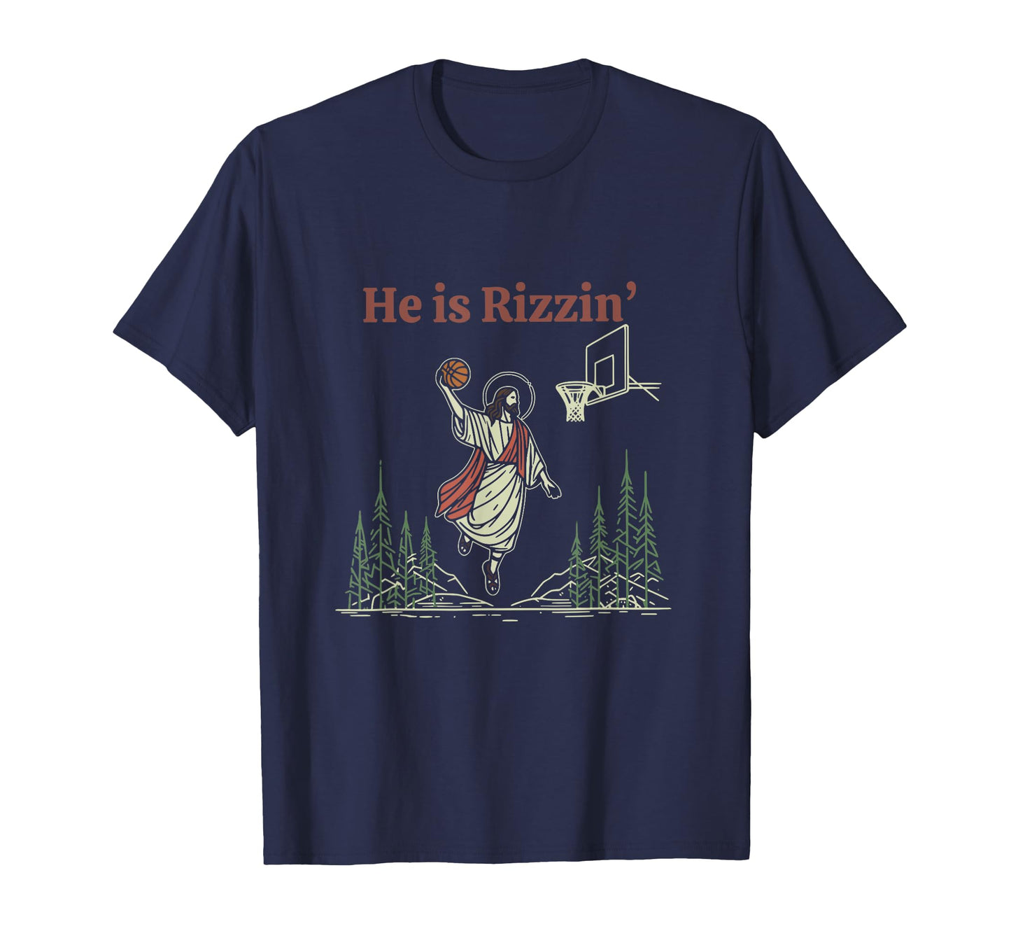 He is Rizzin Funny Easter Jesus Playing Basketball Christian T-Shirt