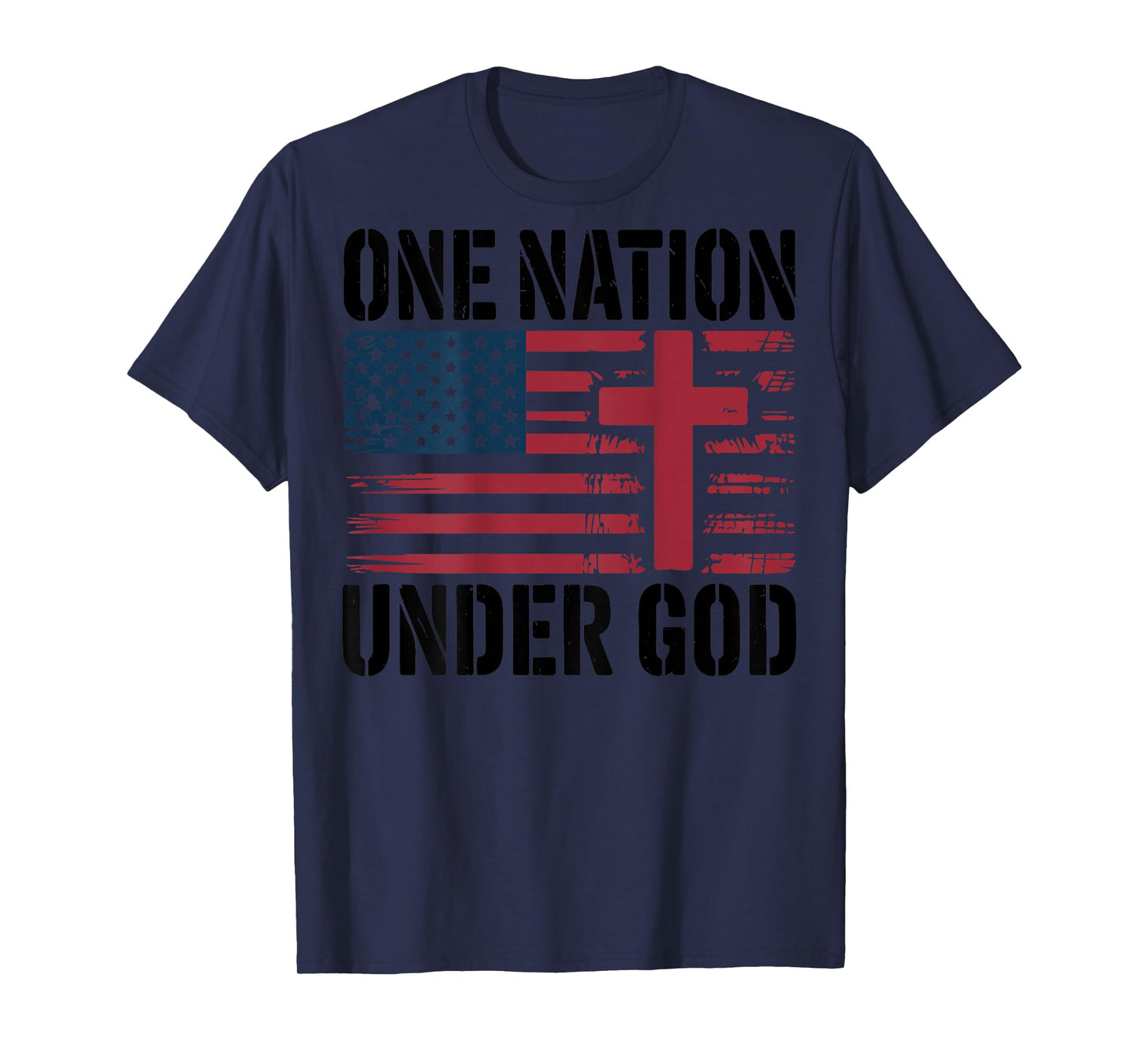 One Nation Under God American Flag Christian Patriotic Cross T-Shirt