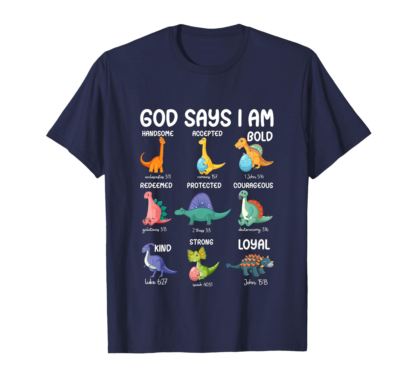 Kids God Says I Am Dinosaur Funny Dino Kids Boys Bible Verse T-Shirt