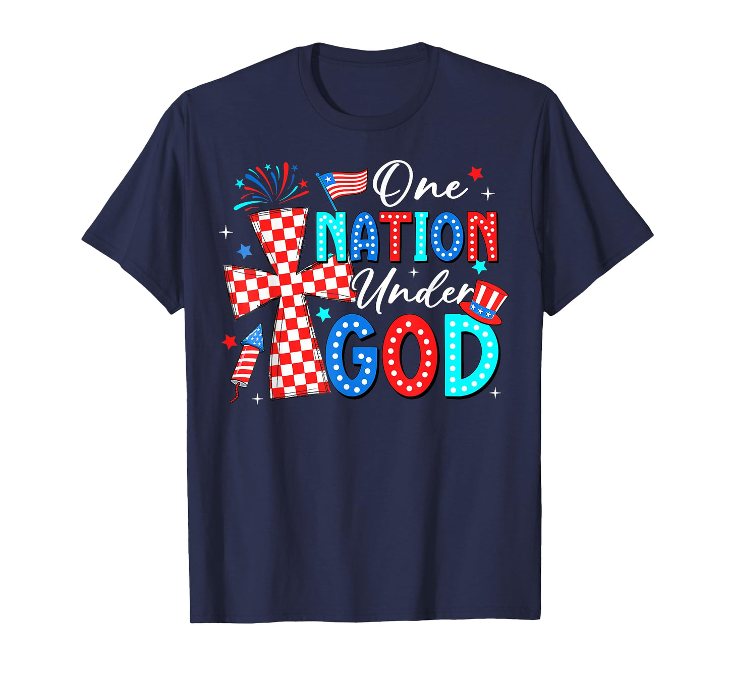 One Nation Under God Jesus 4th Of July Patriotic Christian T-Shirt