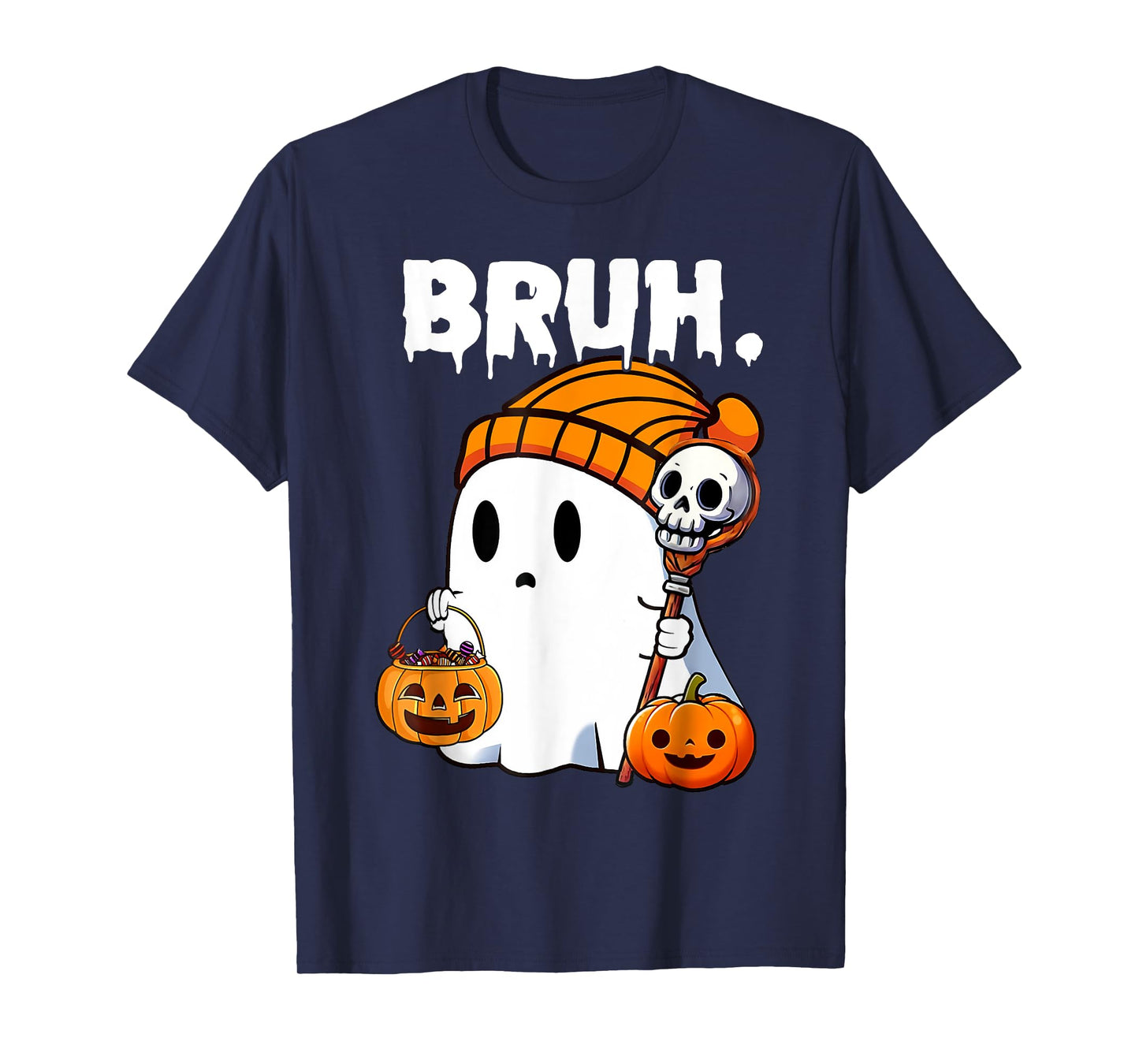 Halloween Bruh Funny Ghost Mens Women Kids Family Costume T-Shirt