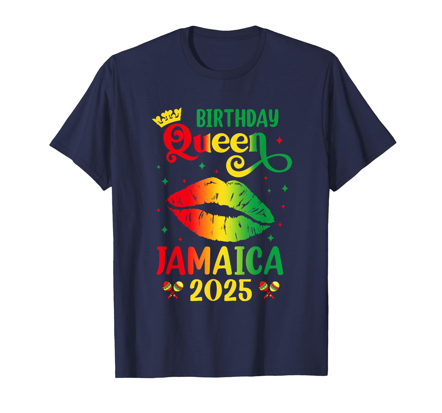 Birthday Queen Jamaica 2025 Girls Trip Party Jamaican Lips T-Shirt
