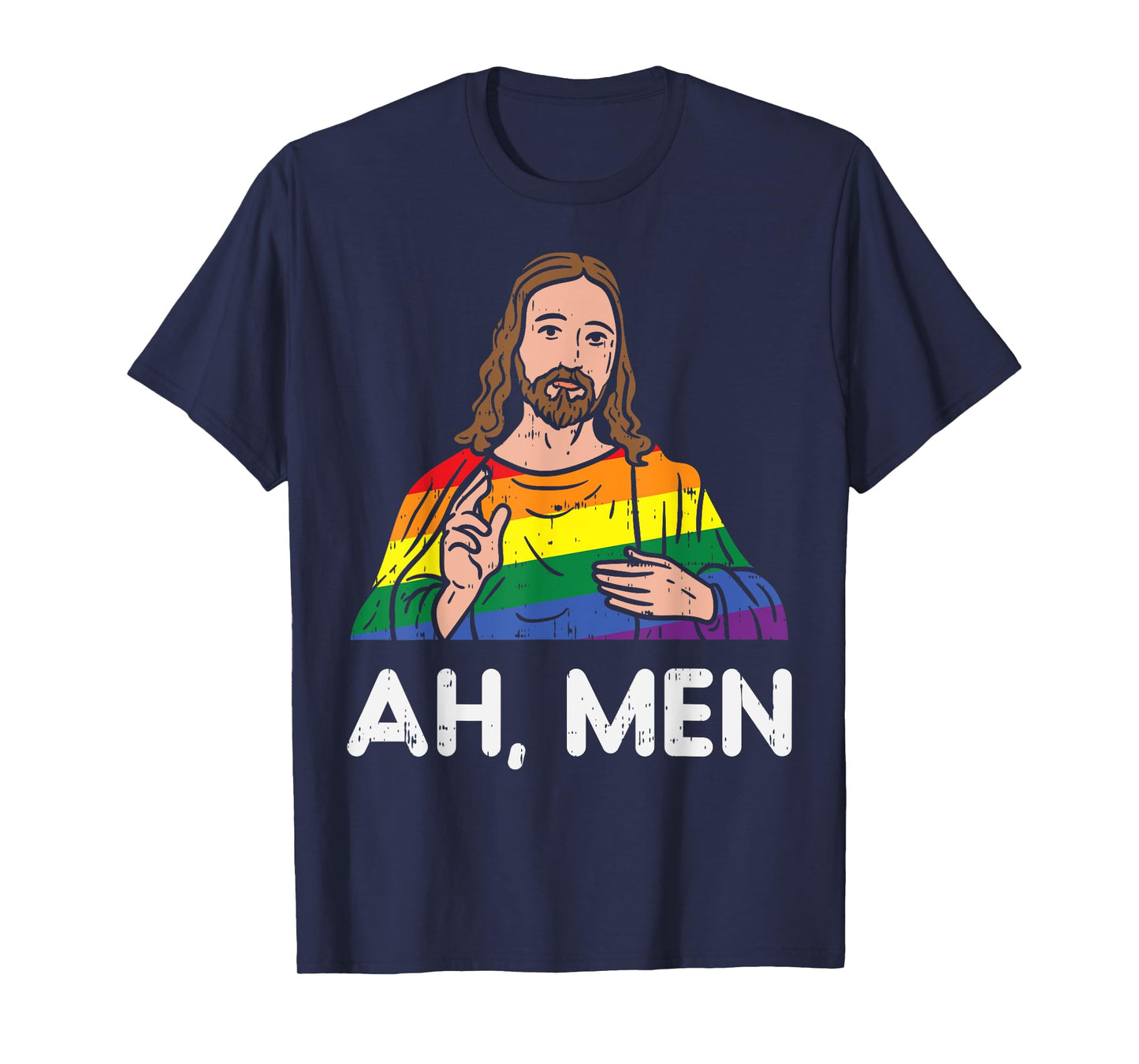 Ah Men Rainbow Gay Jesus Christian LGBT Pride Flag Men Gift T-Shirt