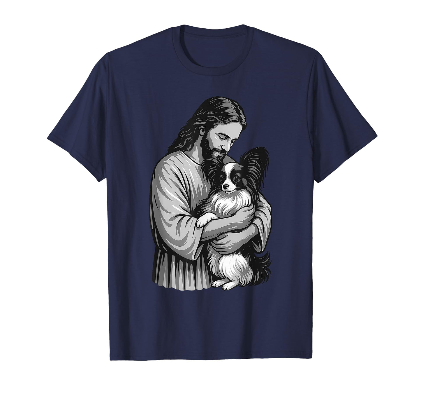 Papillon Dog And Jesus Christian Faith Dog Lover T-Shirt
