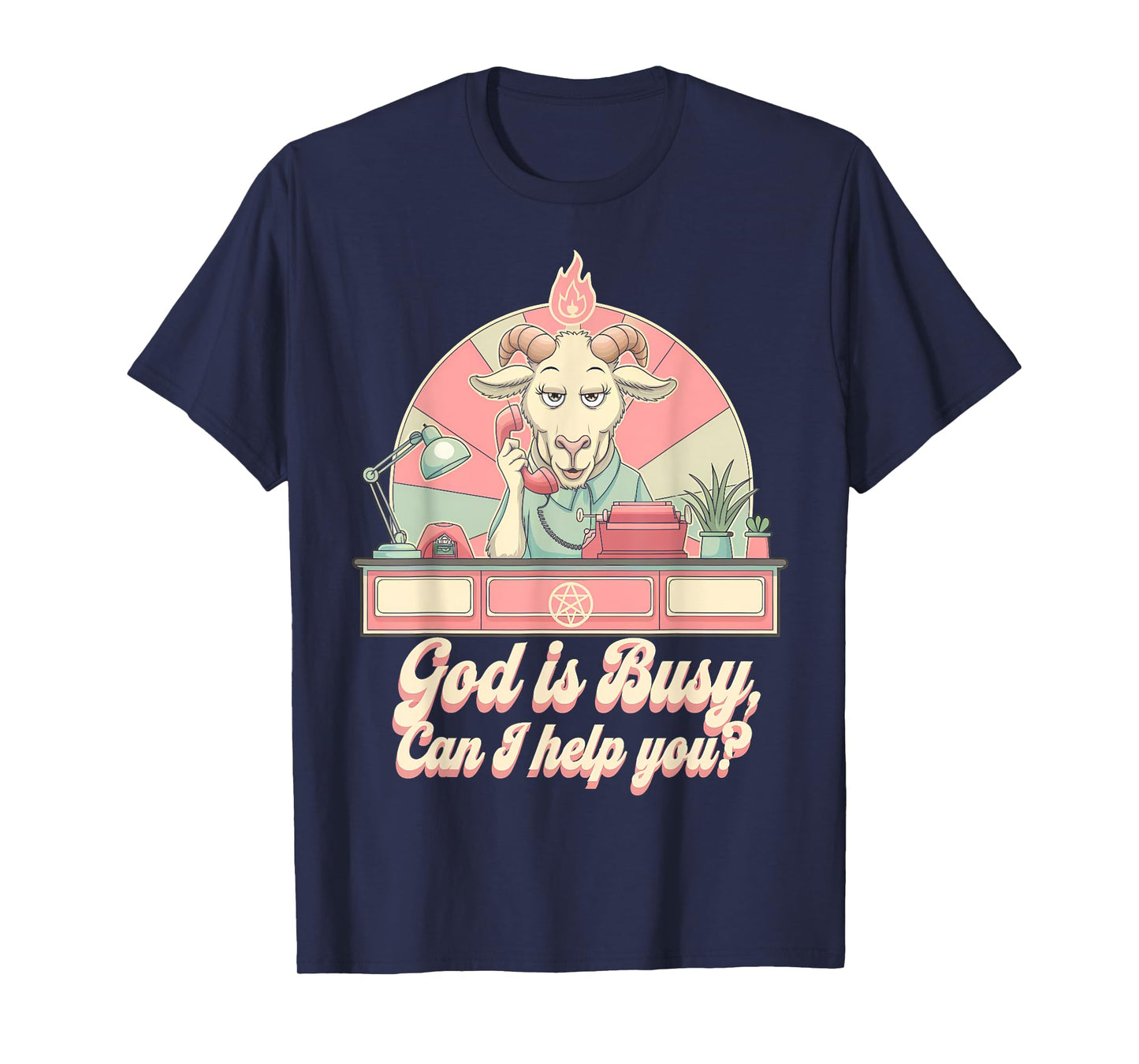 Satanic Goat Office Demon Occult Funny Sarcastic T-Shirt