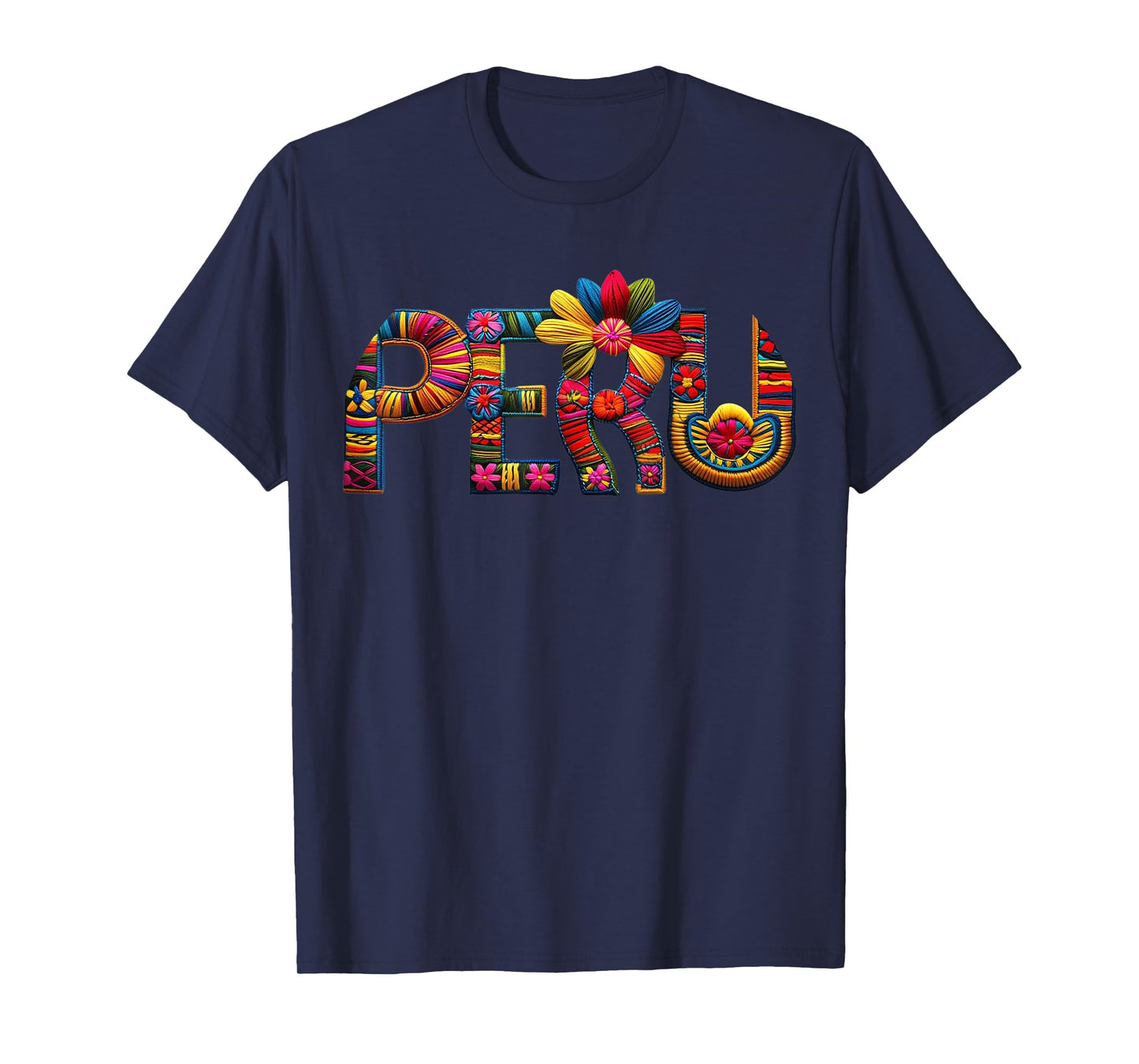 Graphic Peruvian Top with Embroidered Look T-Shirt