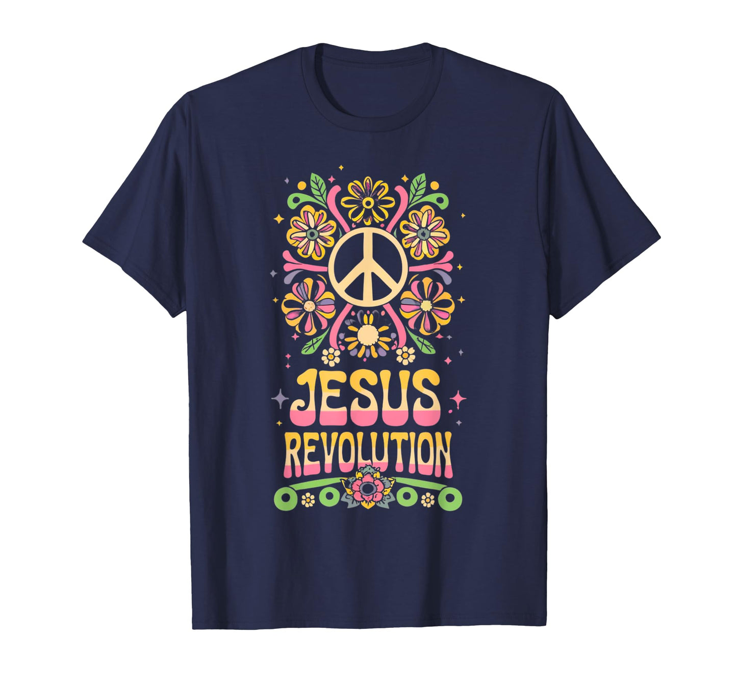 Jesus Revolution Christian Faith Retro Groovy Hippie Flower T-Shirt