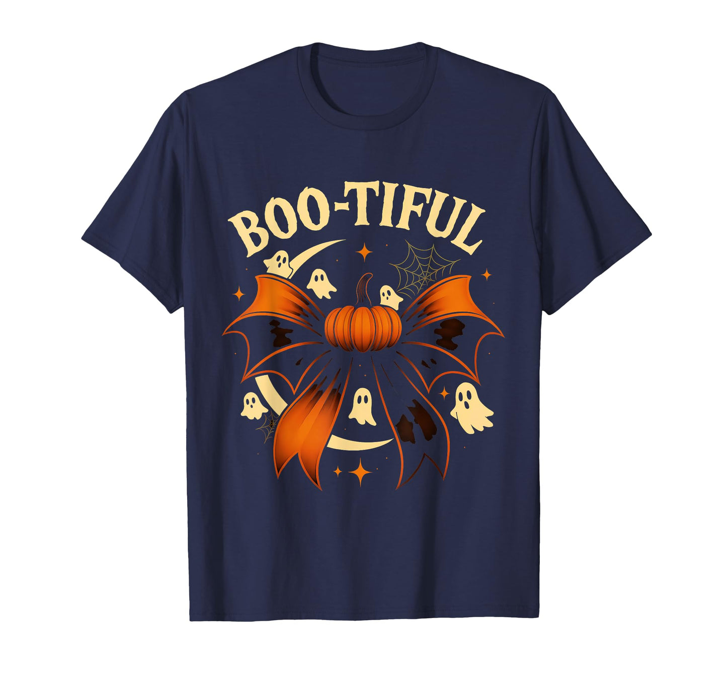 Bootiful Funny Halloween Coquette Bow Pumpkin Ghost Spooky T-Shirt