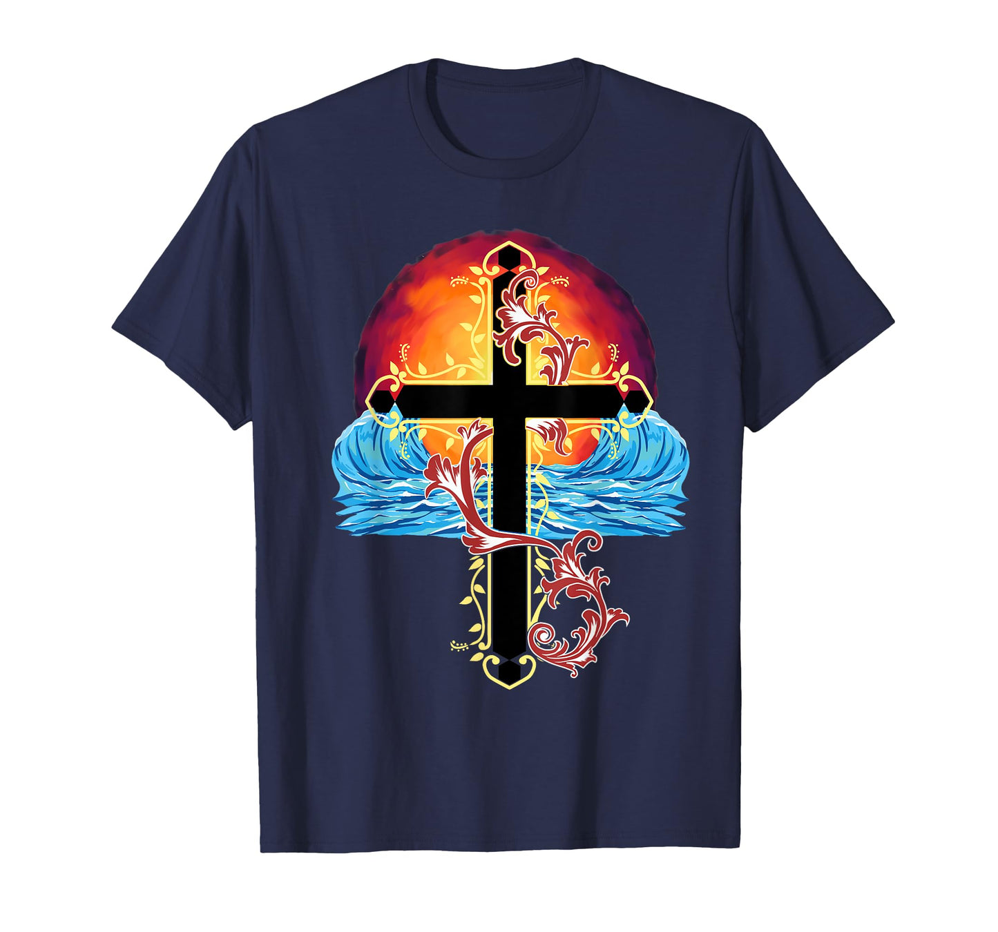 Cross Sea Sunset Jesus T-Shirt