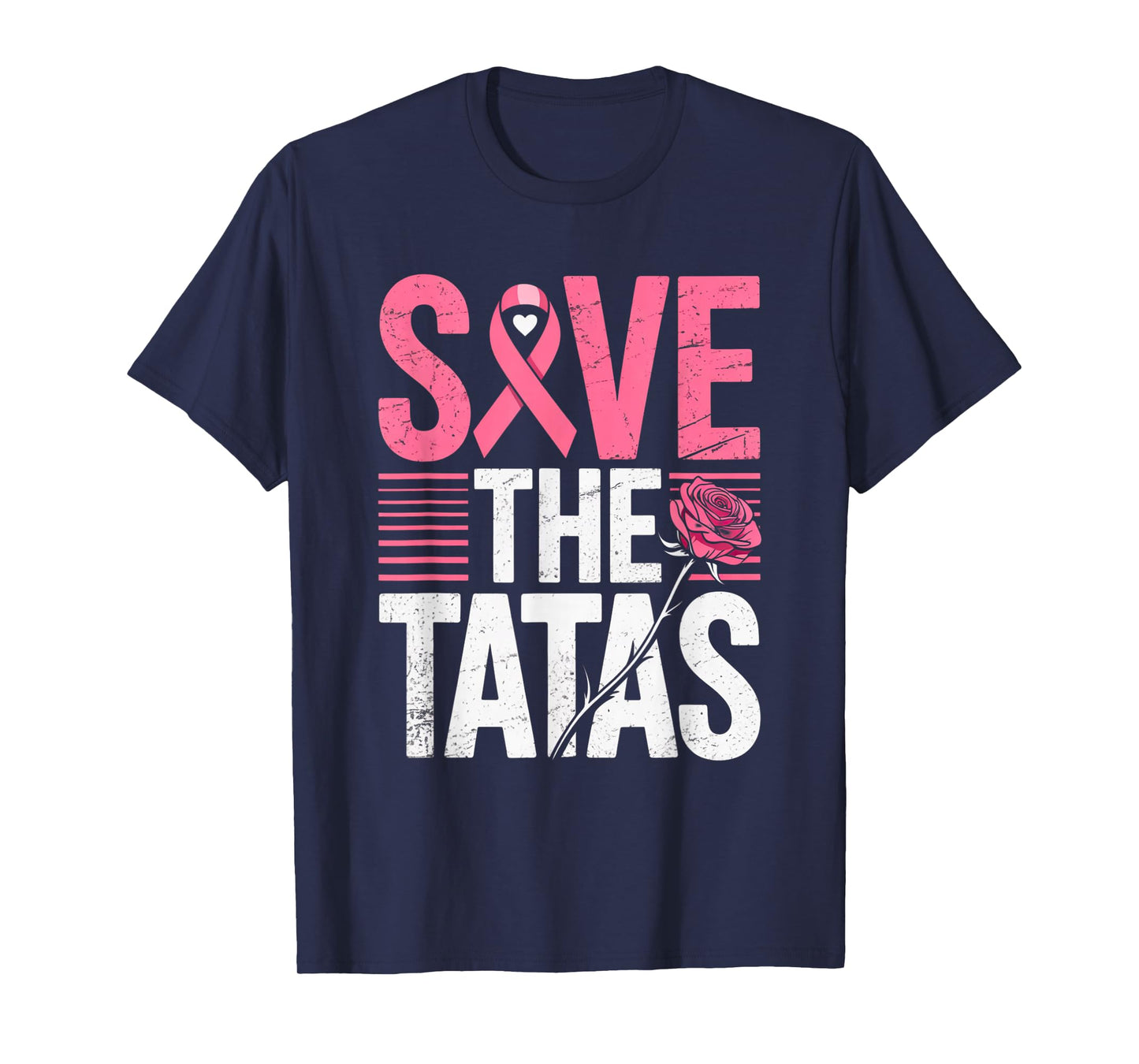 Save The Tatas Breast Cancer Fighting Awareness Pink Ribbon T-Shirt