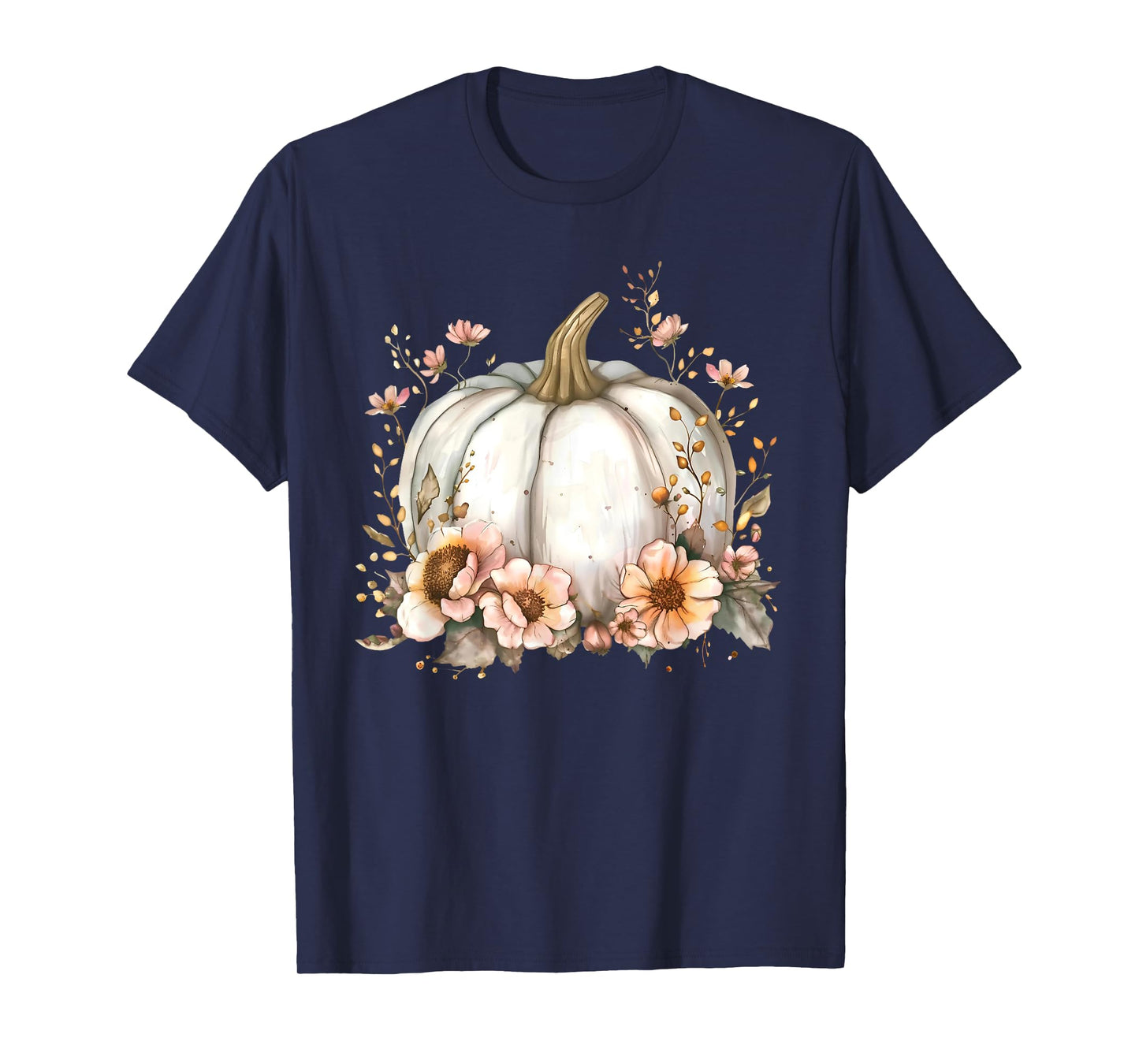 Wildflower Pumpkin Season Autumn Fall Leaves Thanksgiving T-Shirt