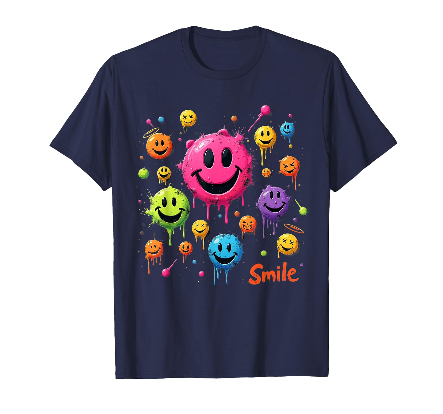 Smile Face Emoticons Fun Vivid Smileys Graphic T-Shirt