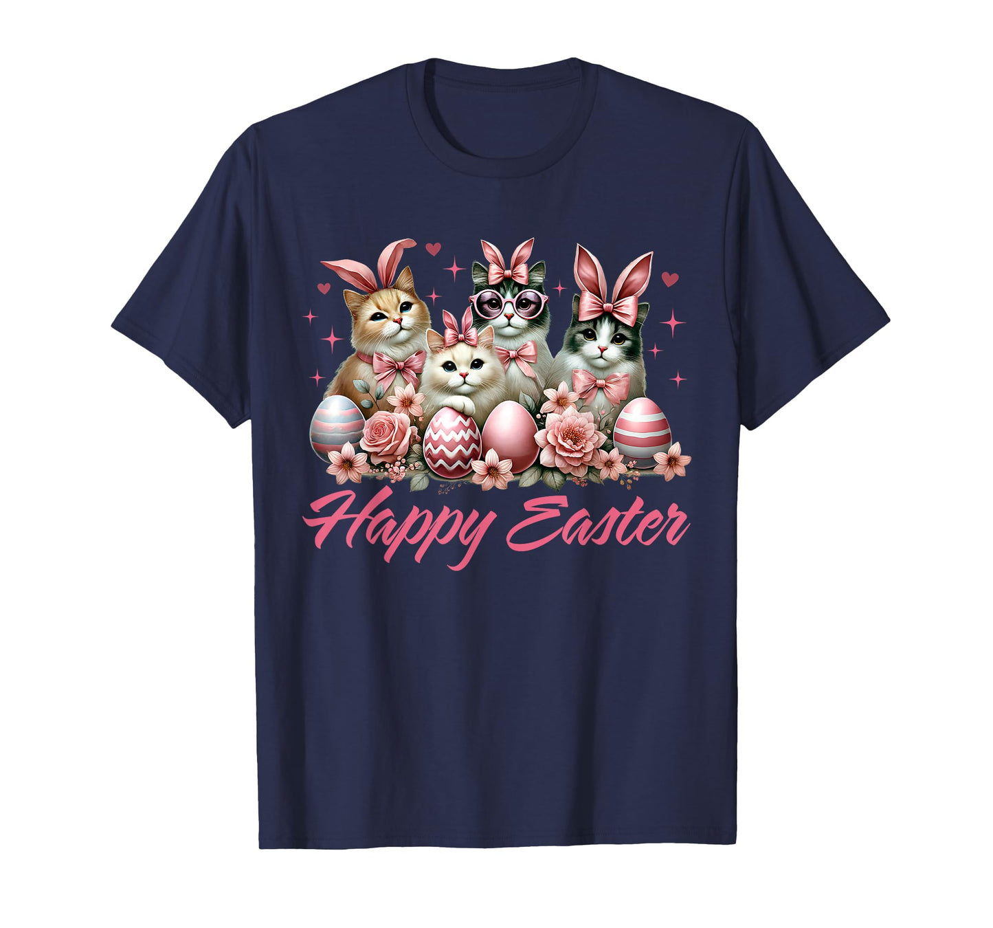 Cute Cat Bunny Happy Easter Cat Lover Kitty Rabbit Cat Mom T-Shirt
