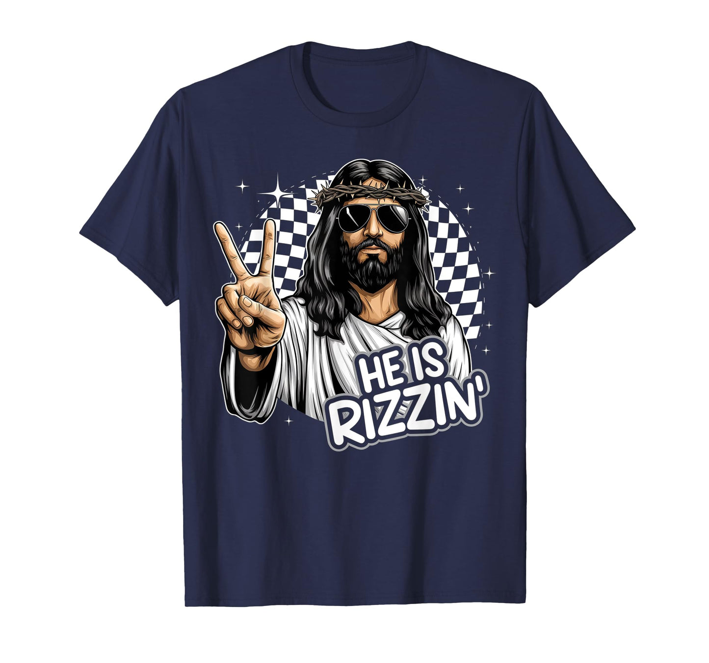 He Is Rizzin' Jesus Christian Funny Happy Easter Hunt Eggs T-Shirt