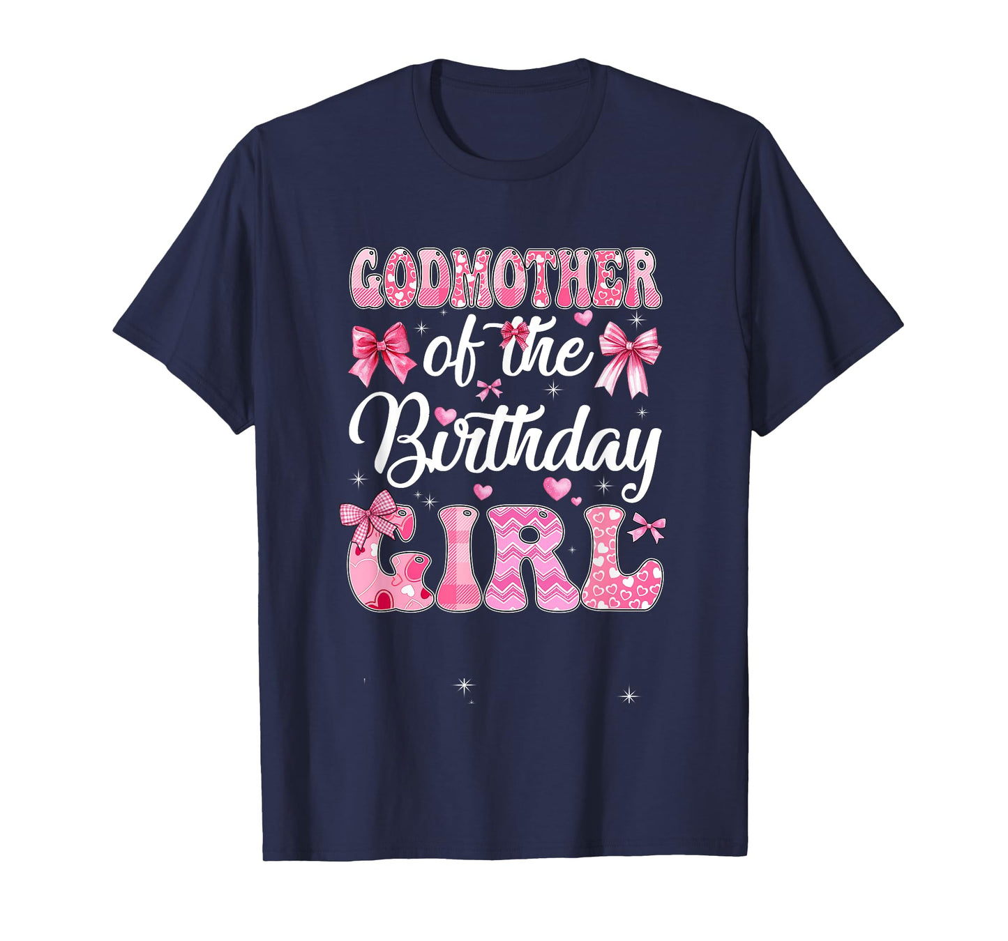 Godmother Of The Birthday Girl Family Pink Coquette Bow T-Shirt