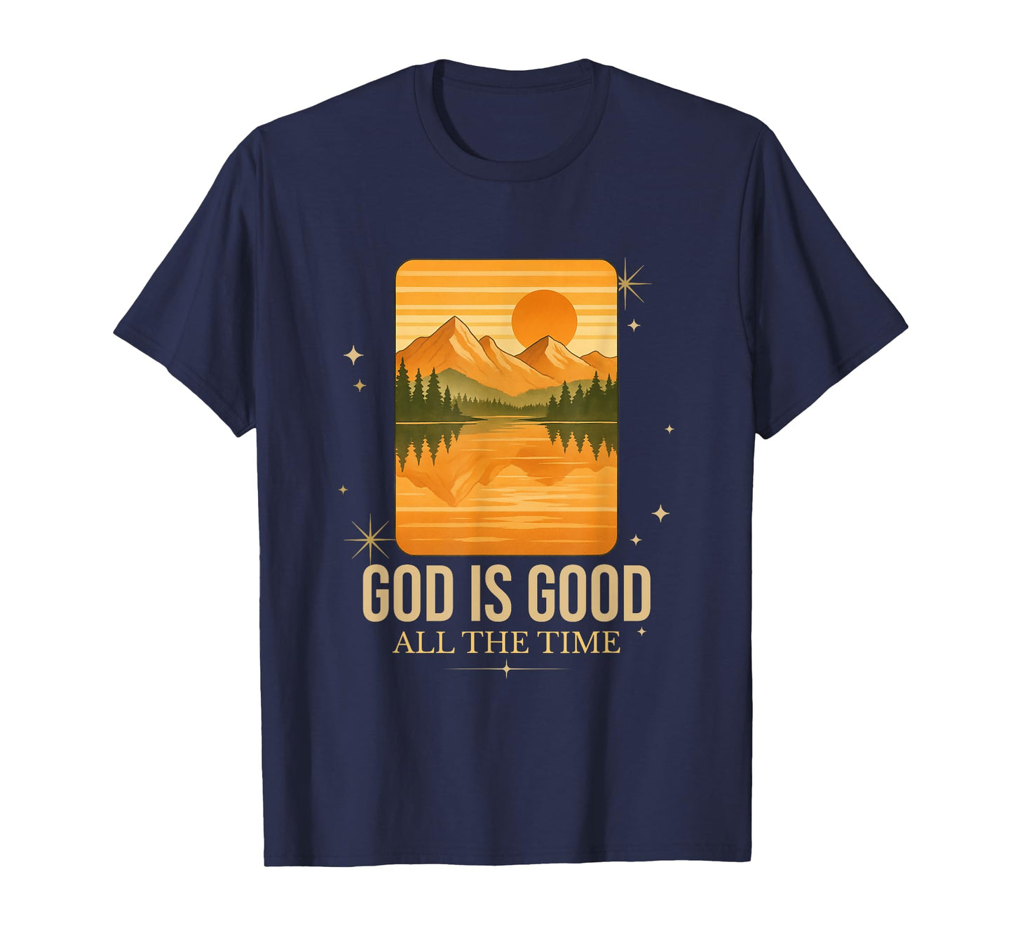 Vintage Retro Mountain Religious Faith Christian God Is Good T-Shirt