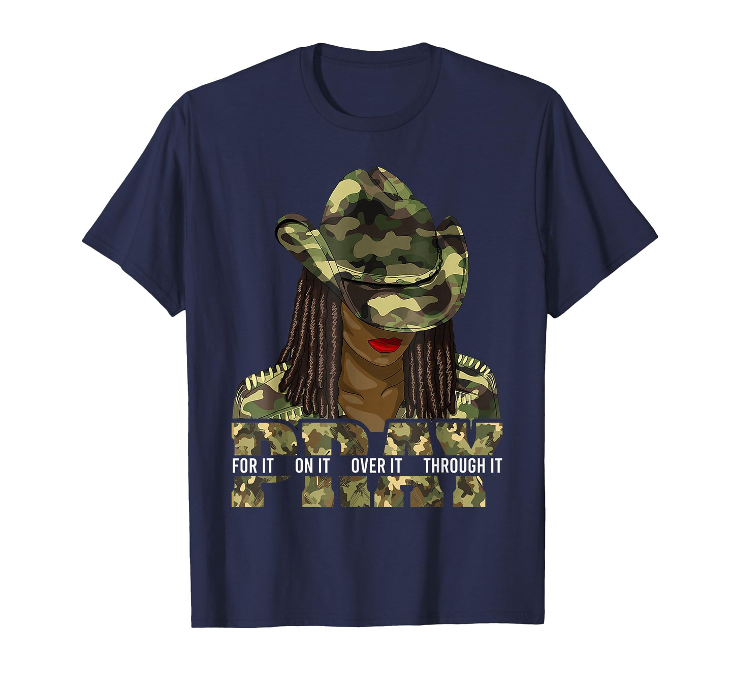 Pray On It Pray Over It Black Woman Afro Christian Sayings T-Shirt