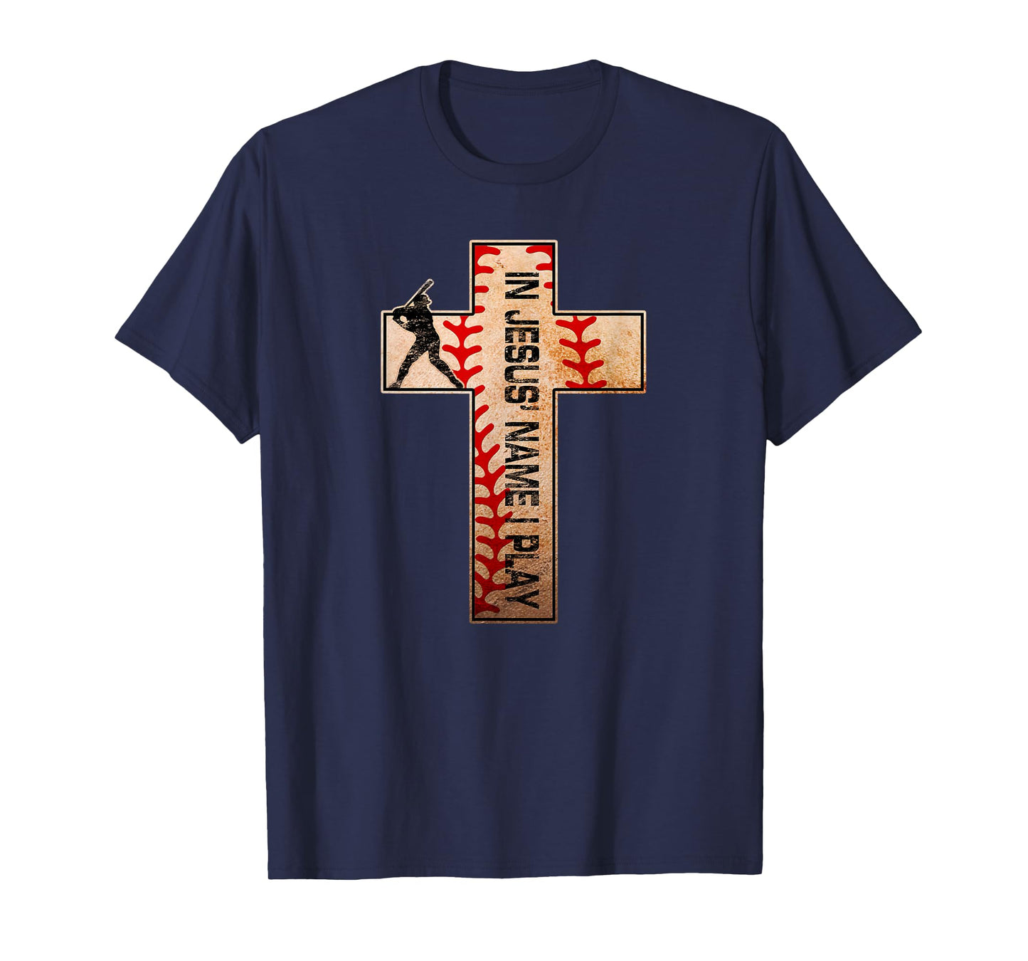 Baseball Laces Cross Jesus Name I Play Christian Faith God T-Shirt