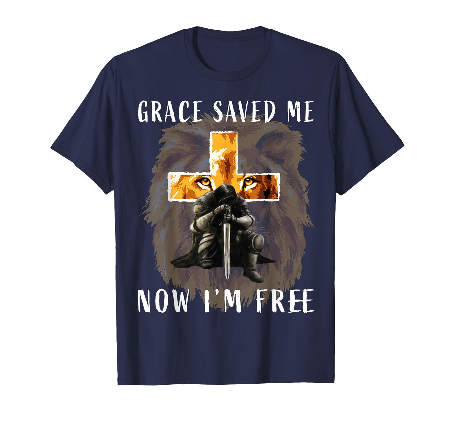 Grace Saved Me Christian Religious Sayings Lion Graphic Men T-Shirt