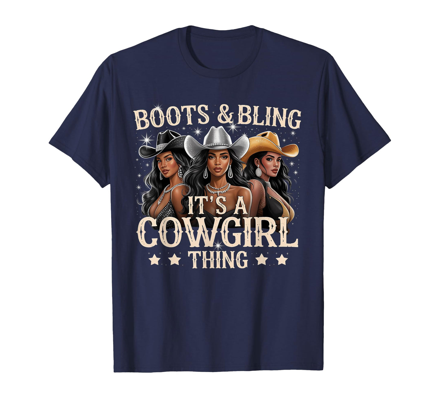 Boots & Bling its a Cowgirl Thing Black Cowgirl Melanin T-Shirt