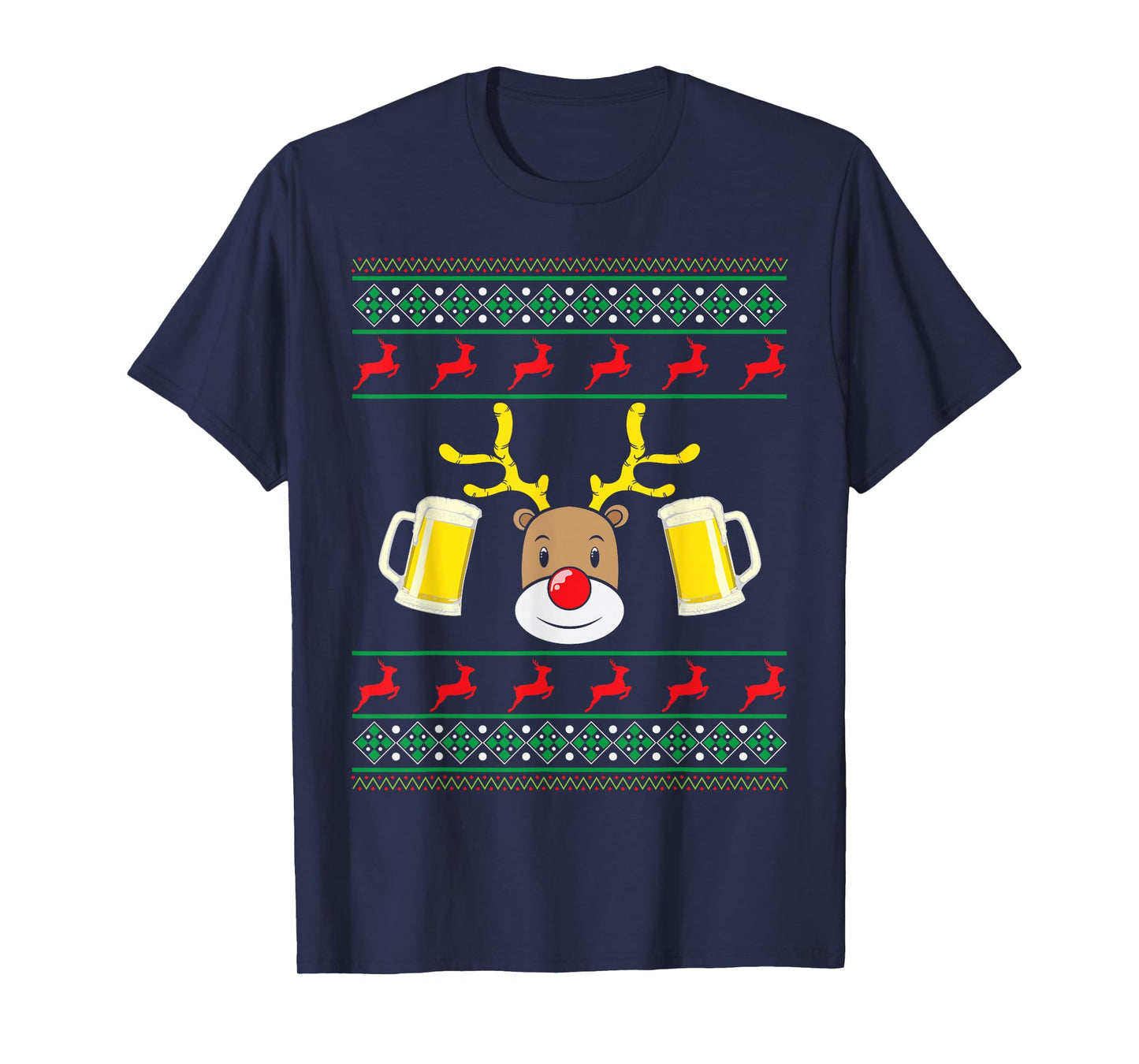 Ugly Christmas with Rudolf The Reindeer and Beer T-Shirt