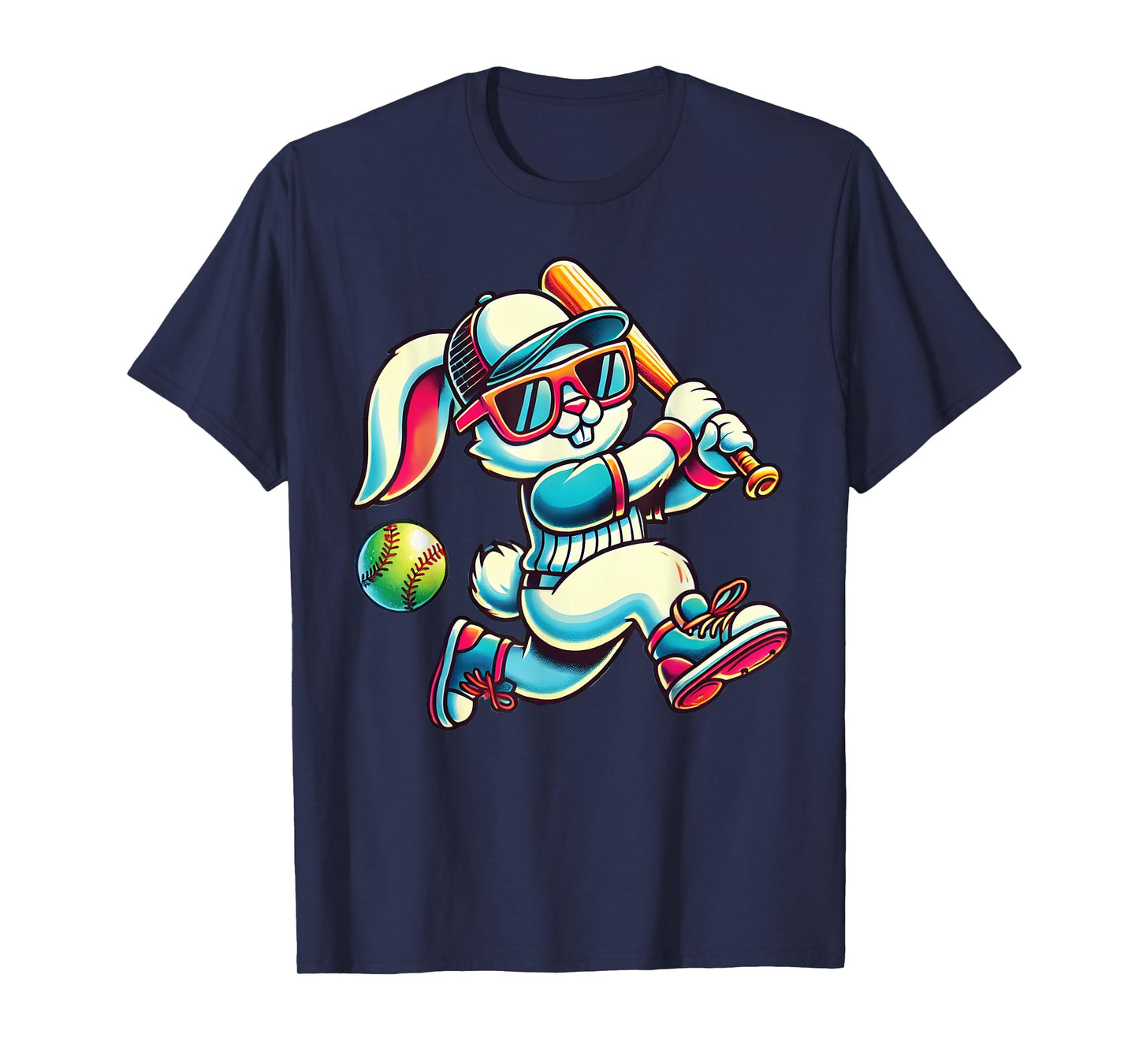 Easter Bunny Playing Softball Girls teen Kid Easter Softball T-Shirt