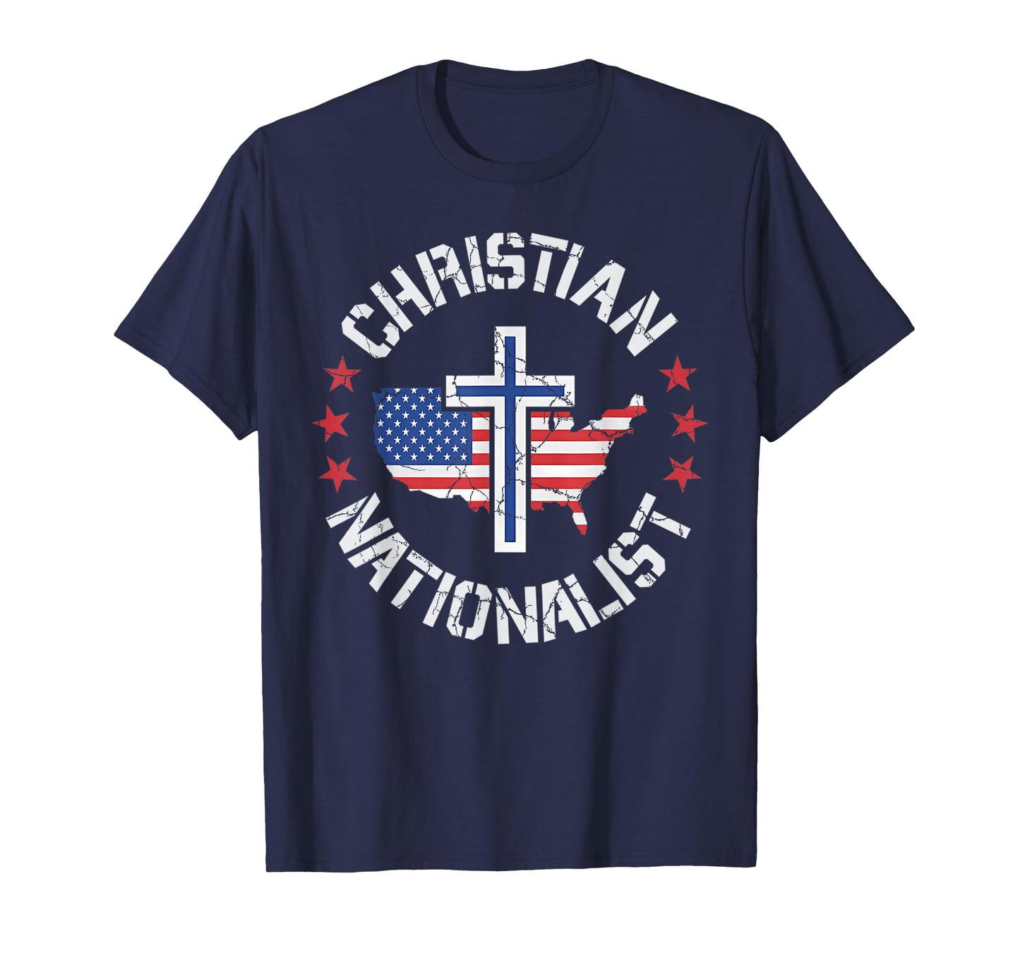 Vintage Cross Christian Nationalist Jesus Christ USA Flag T-Shirt