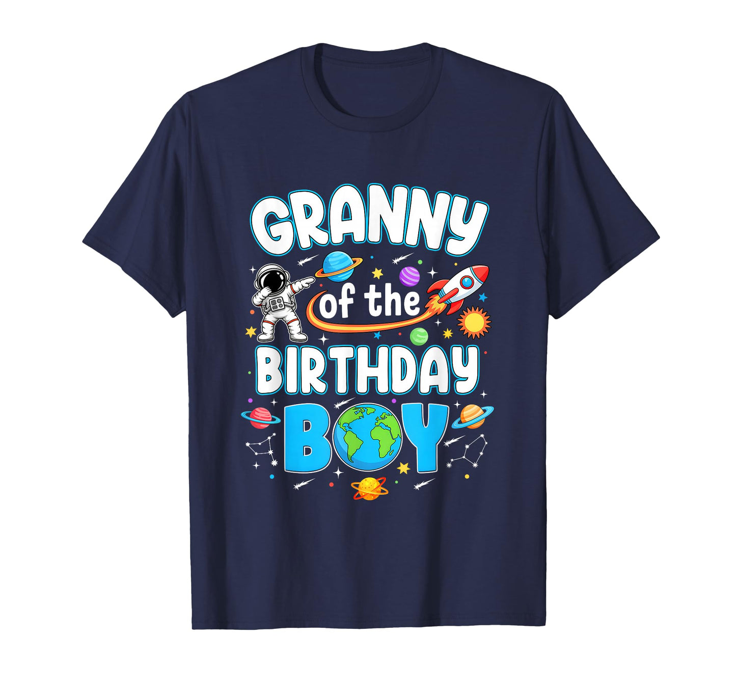 Granny Of The Birthday Boy Astronaut Family Space Planets T-Shirt