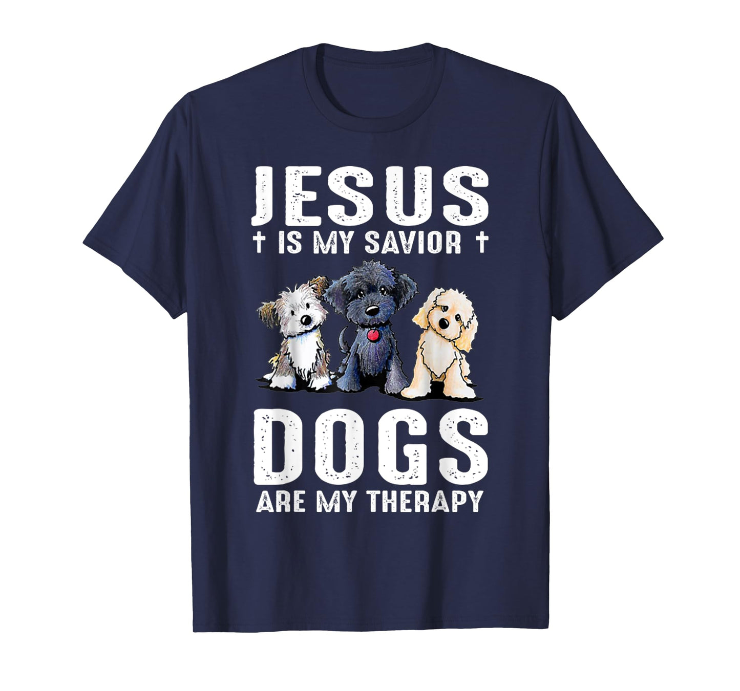 Vintage Jesus is My Savior Dogs are My Therapy Jesus Christ T-Shirt