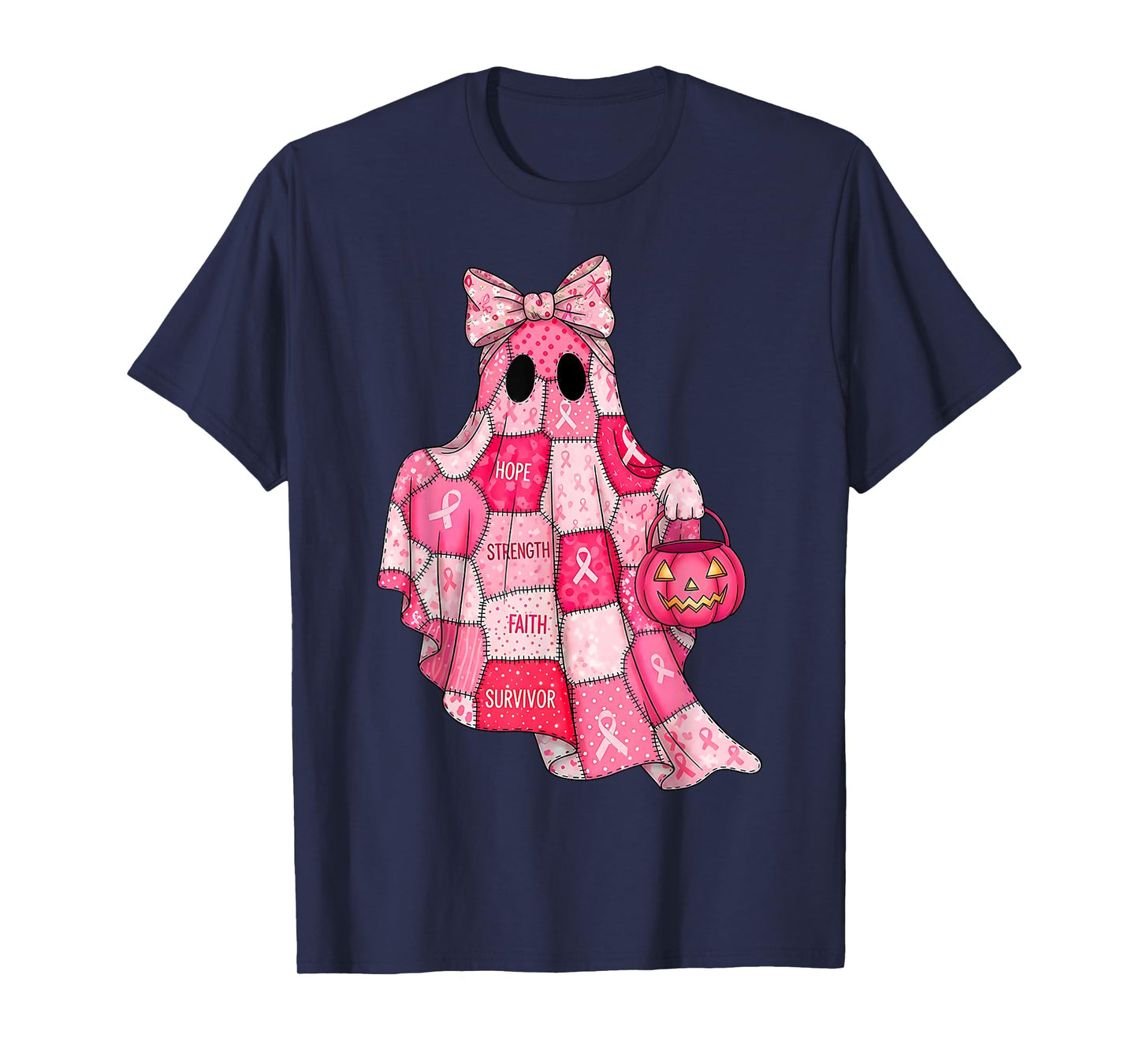 Breast Cancer Hope Strength Faith Survivor Ghost Wear Pink T-Shirt