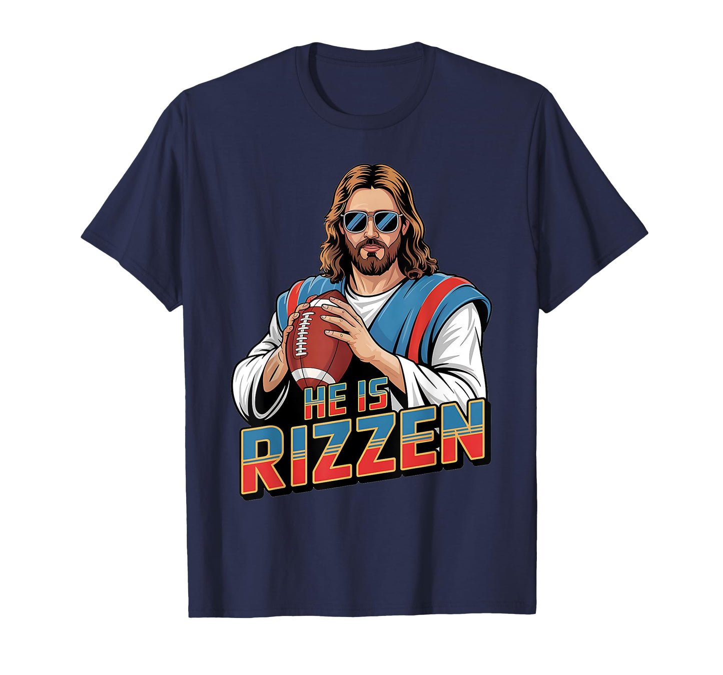 Funny He Is Rizzen Jesus Shirt Football Boys Kids Men Easter T-Shirt