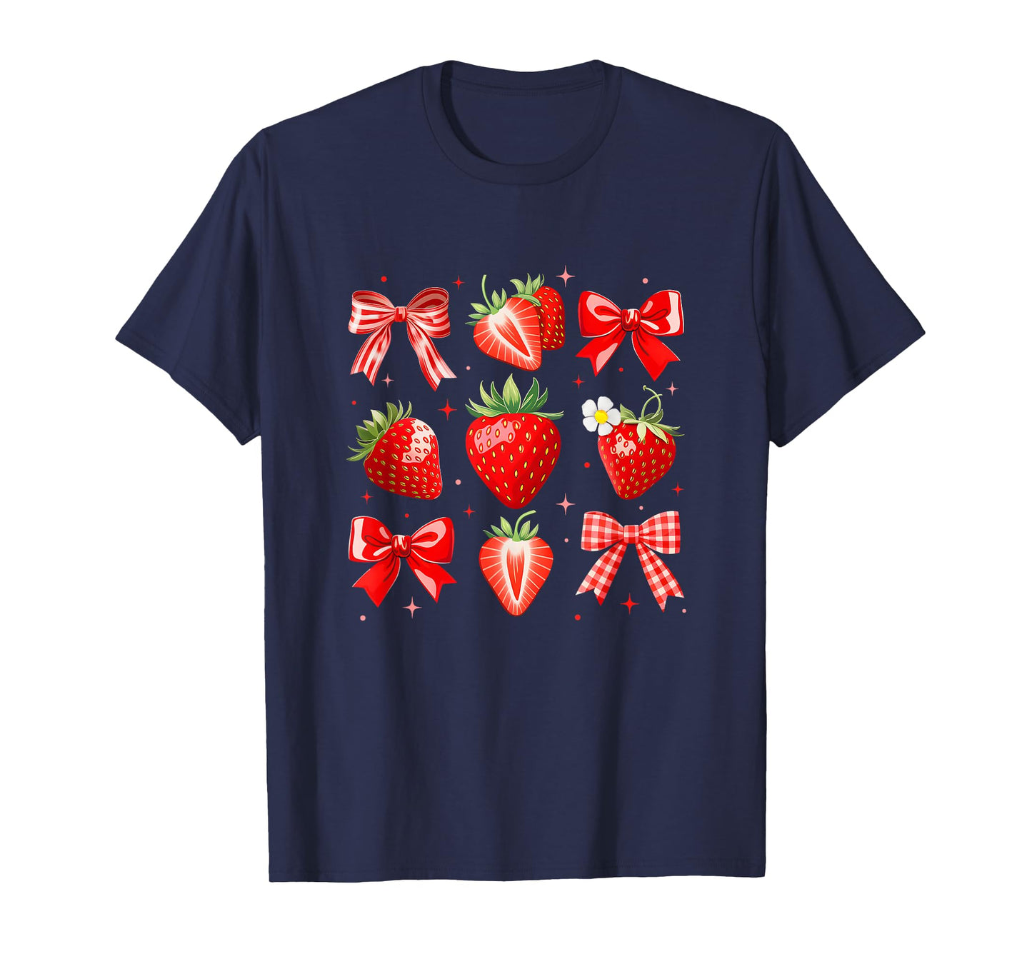 Strawberry Coquette Bow Strawberries Festival Girls Women T-Shirt
