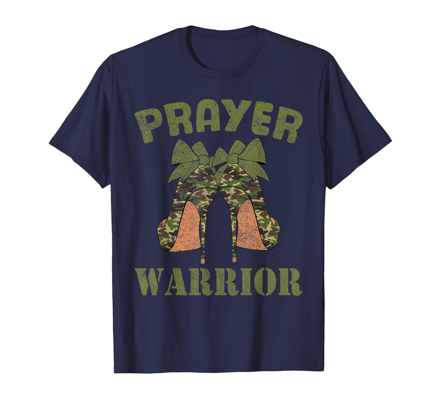 Camo Heels Prayer Warrior God Jesus Christian Faith Women T-Shirt