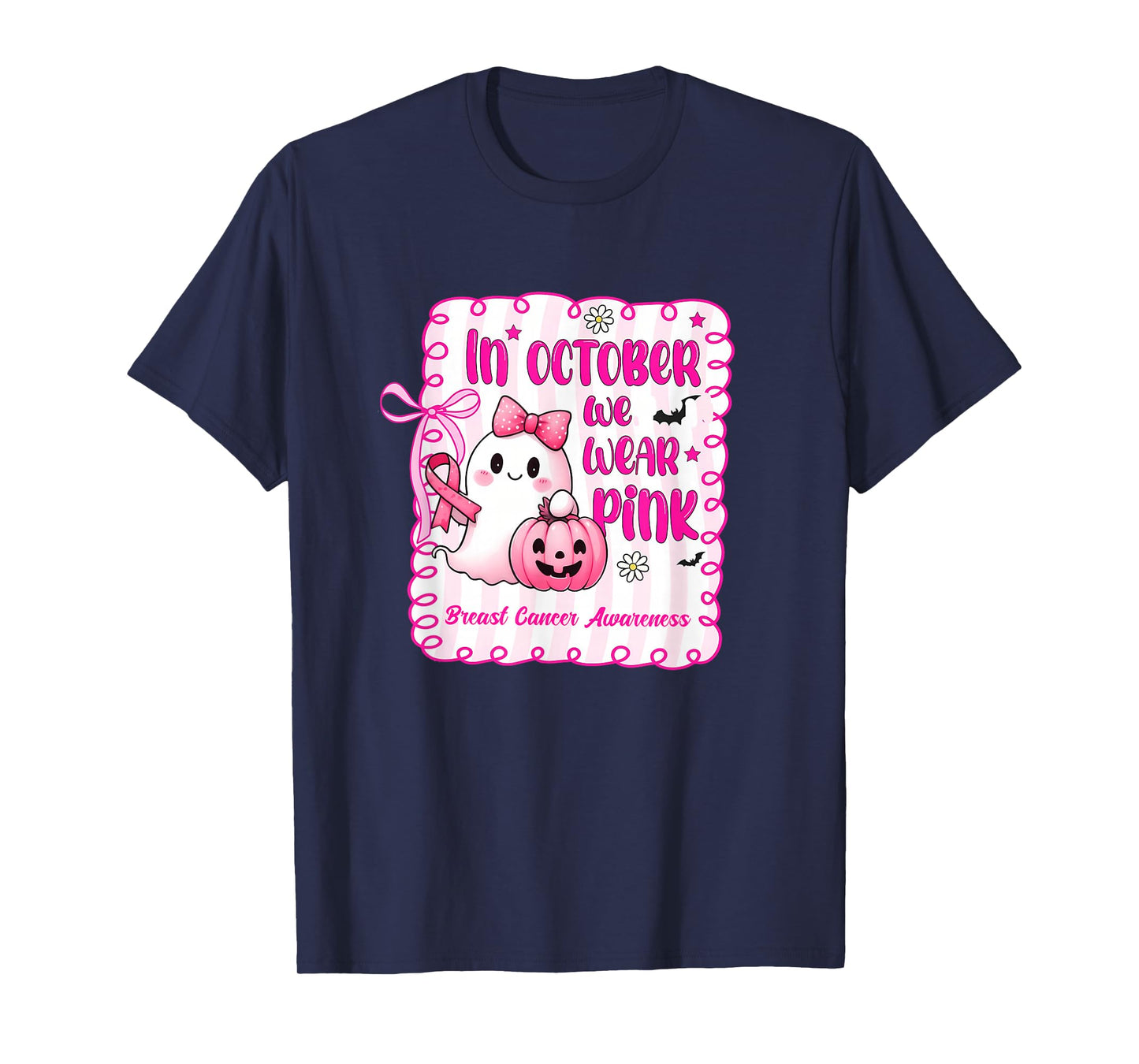Breast Cancer Women Halloween in October We Wear Pink T-Shirt