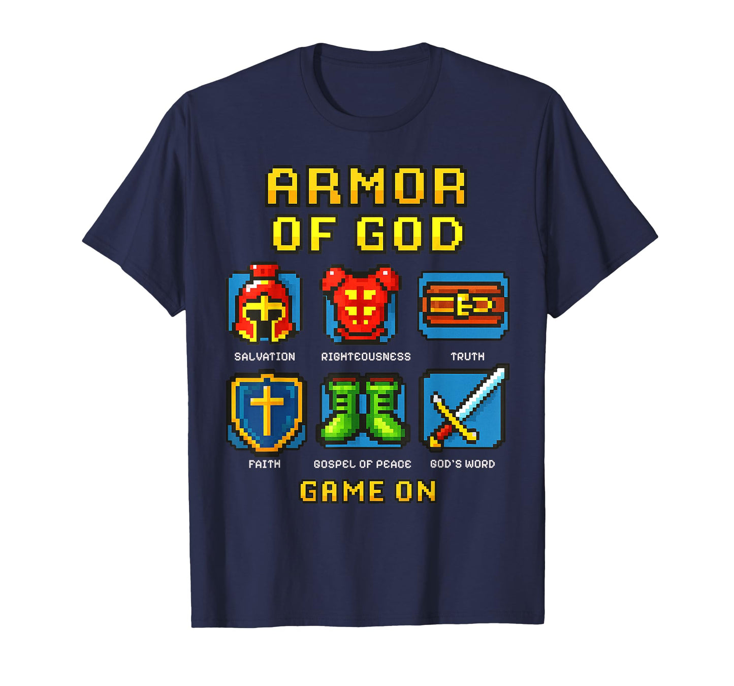 Armor of God Pixel Faith Christian Video Game Gamers Youth T-Shirt